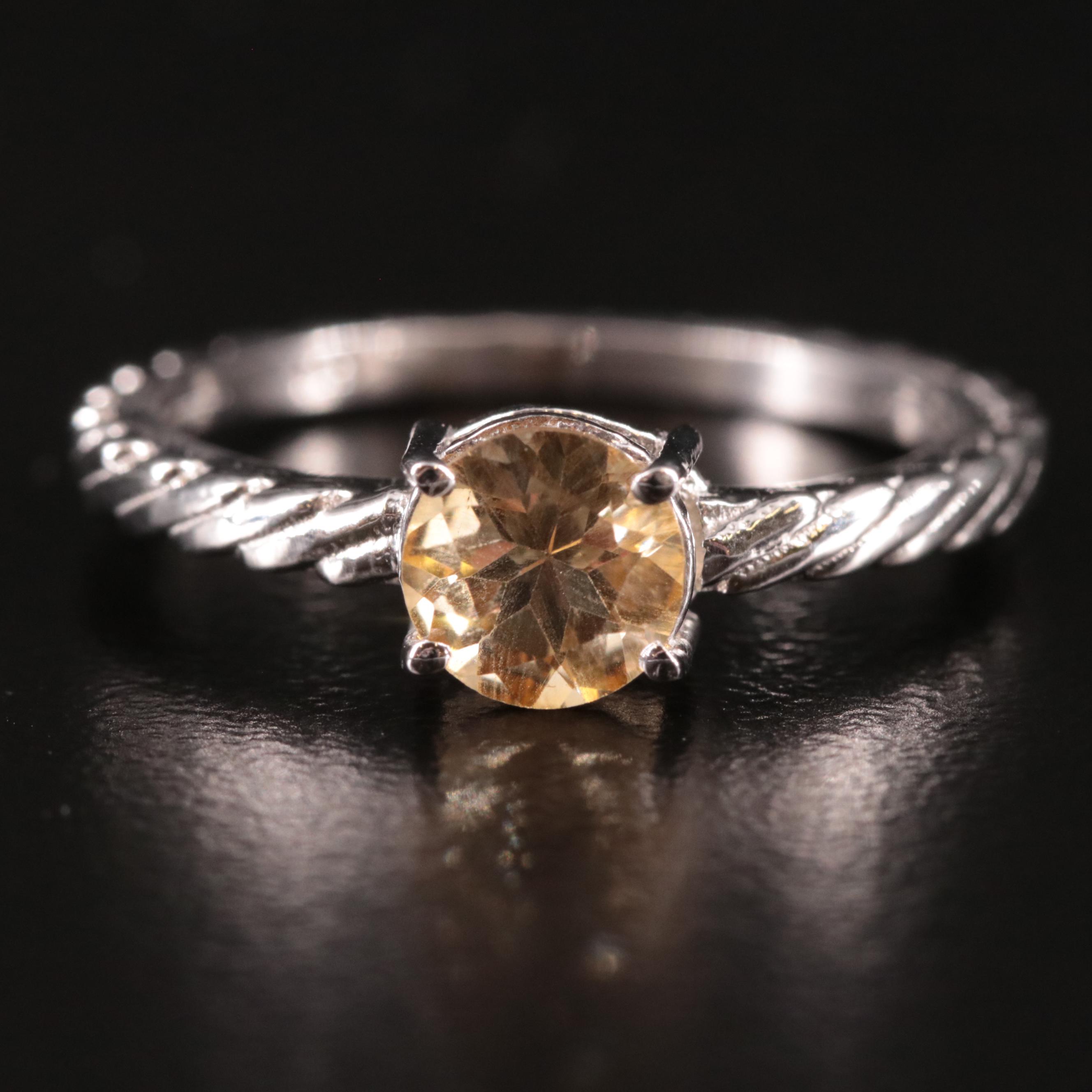 Sterling Citrine Textured Ring