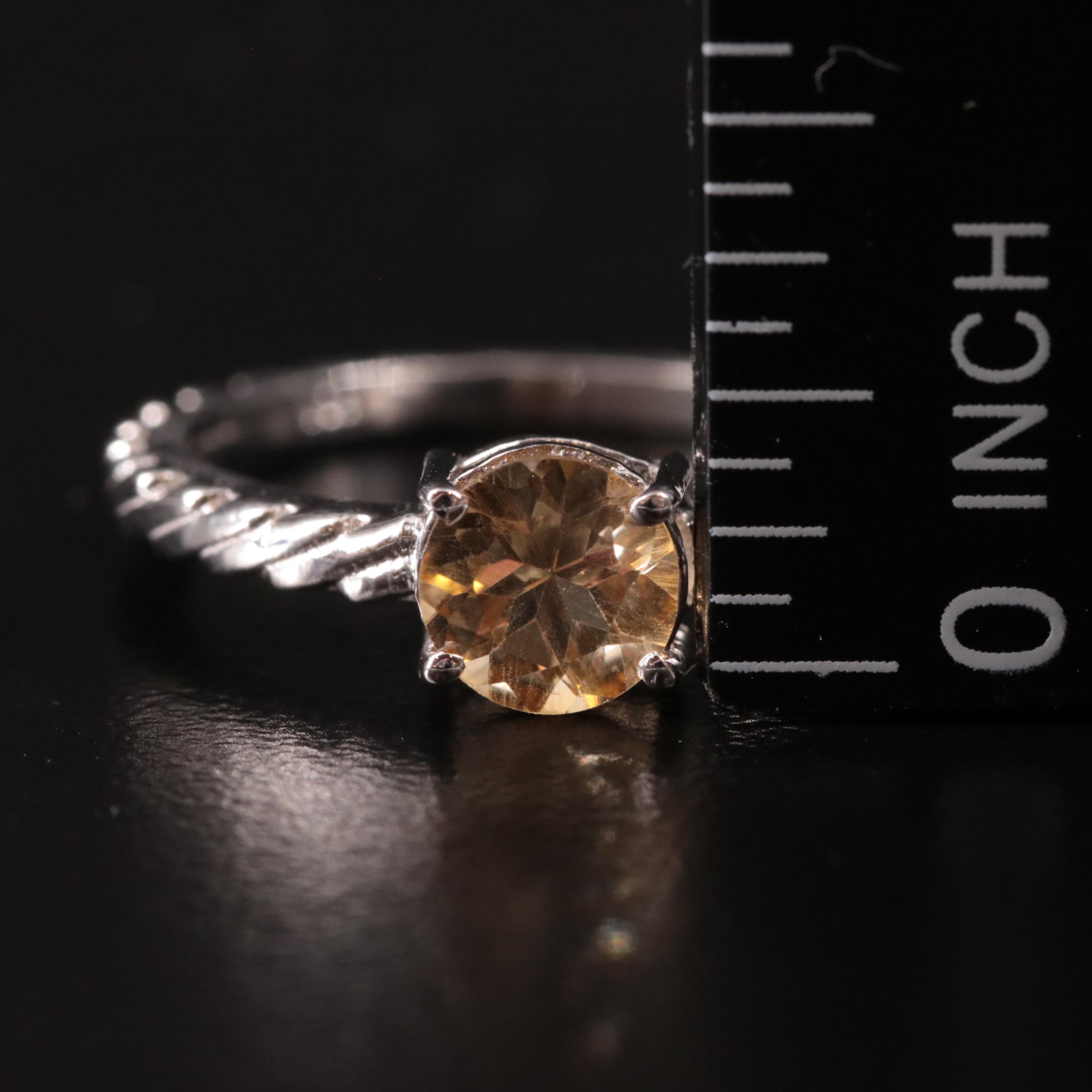 Sterling Citrine Textured Ring
