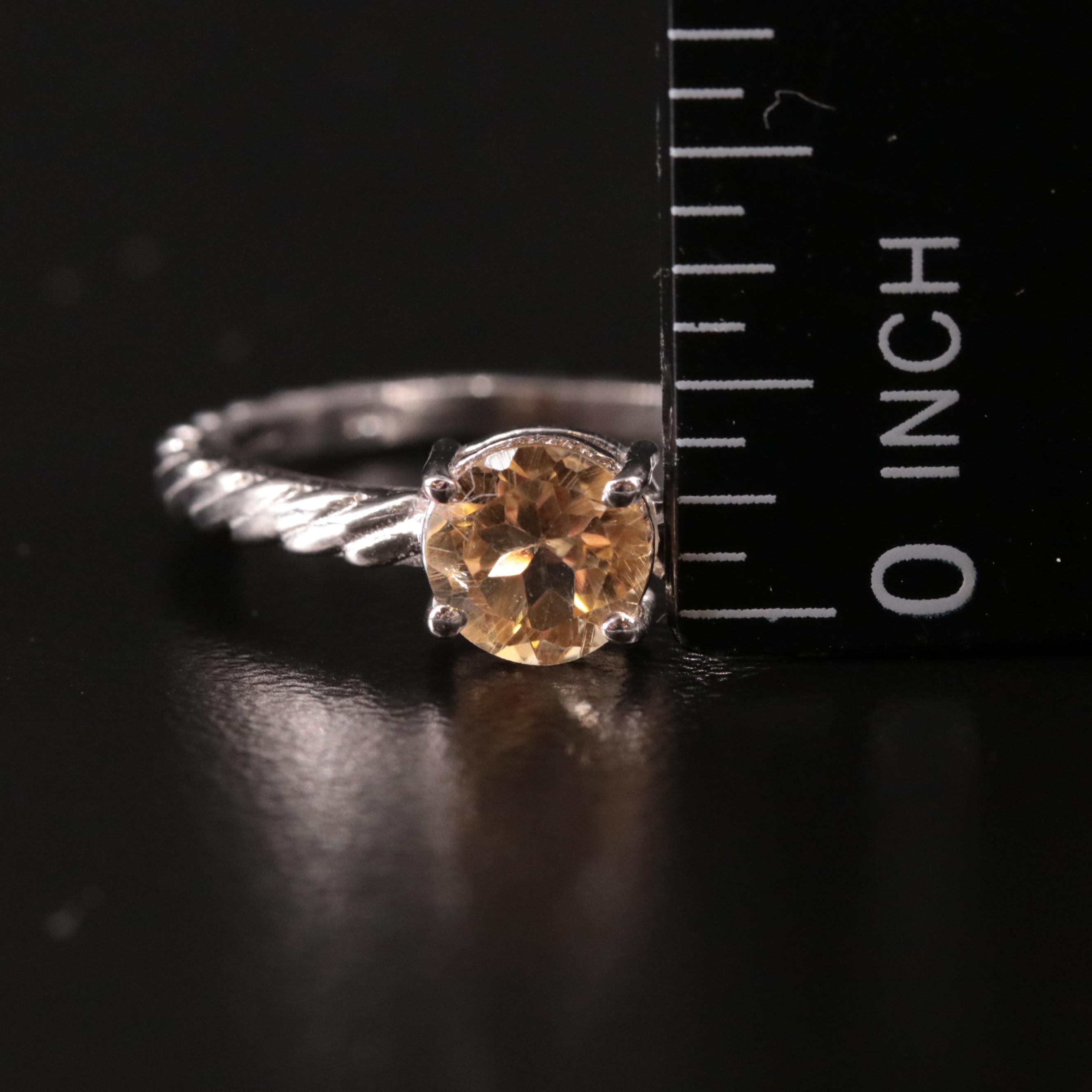 Sterling Citrine Textured Ring