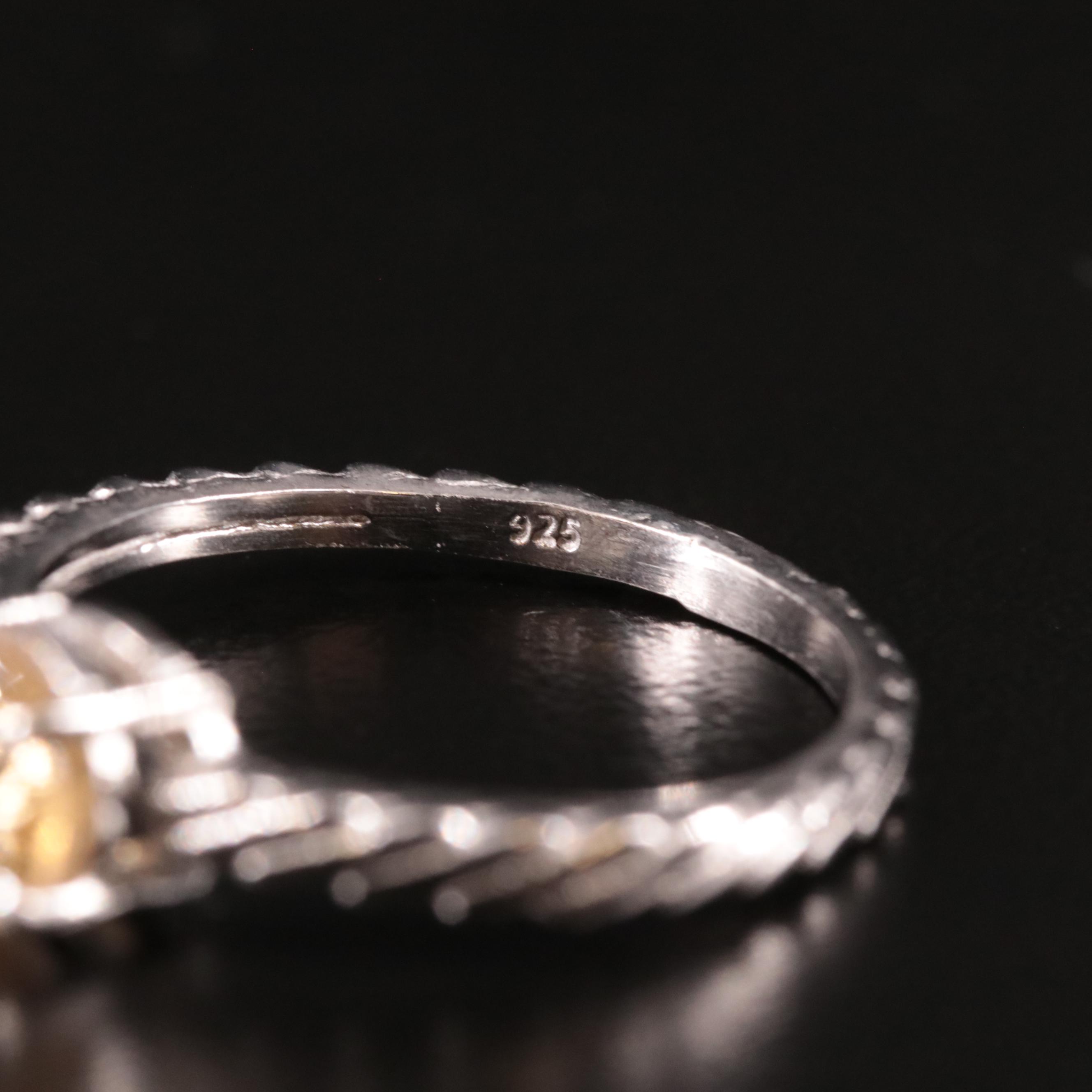 Sterling Citrine Textured Ring