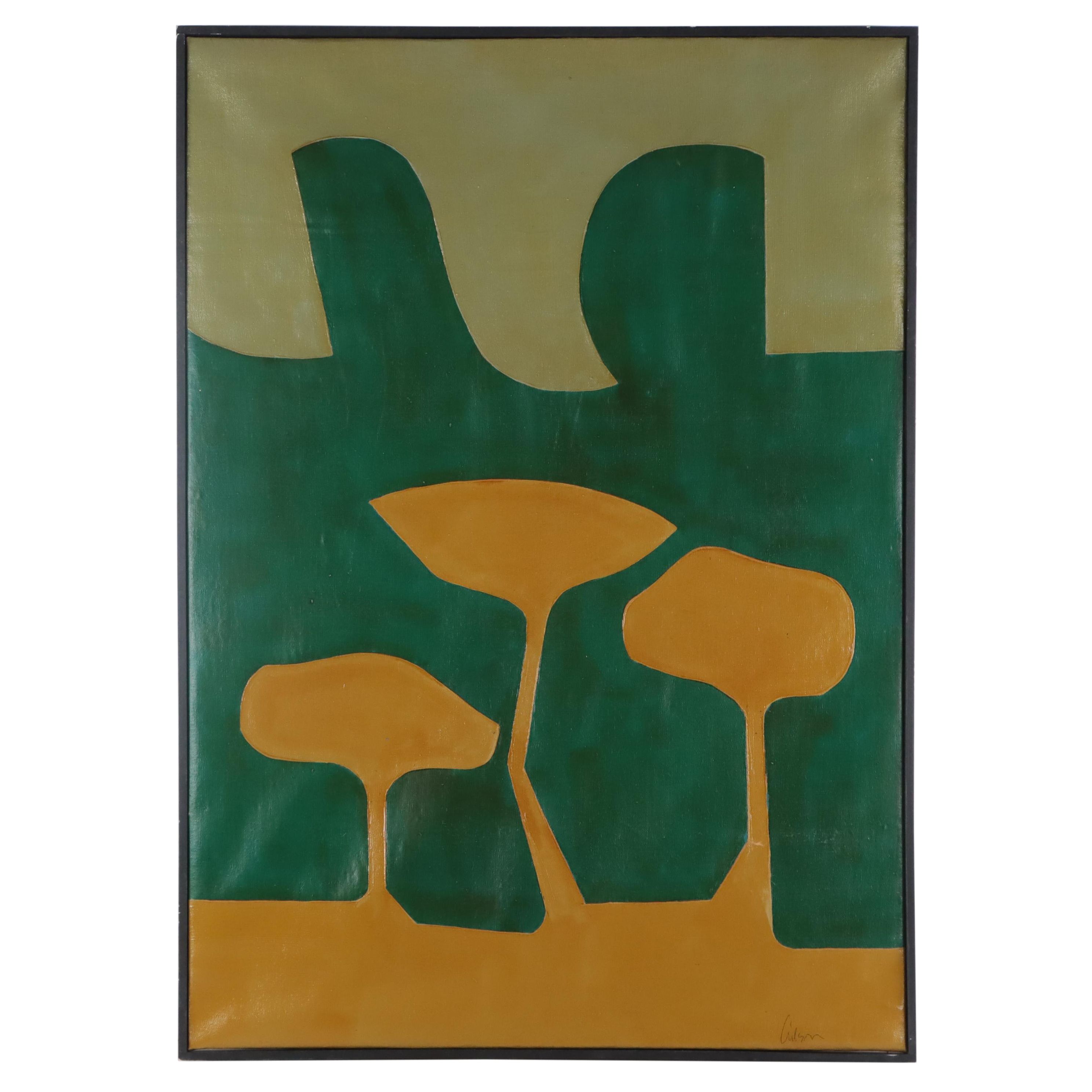 Harry Hilson Abstract Biomorphic Acrylic Painting, Circa 1970