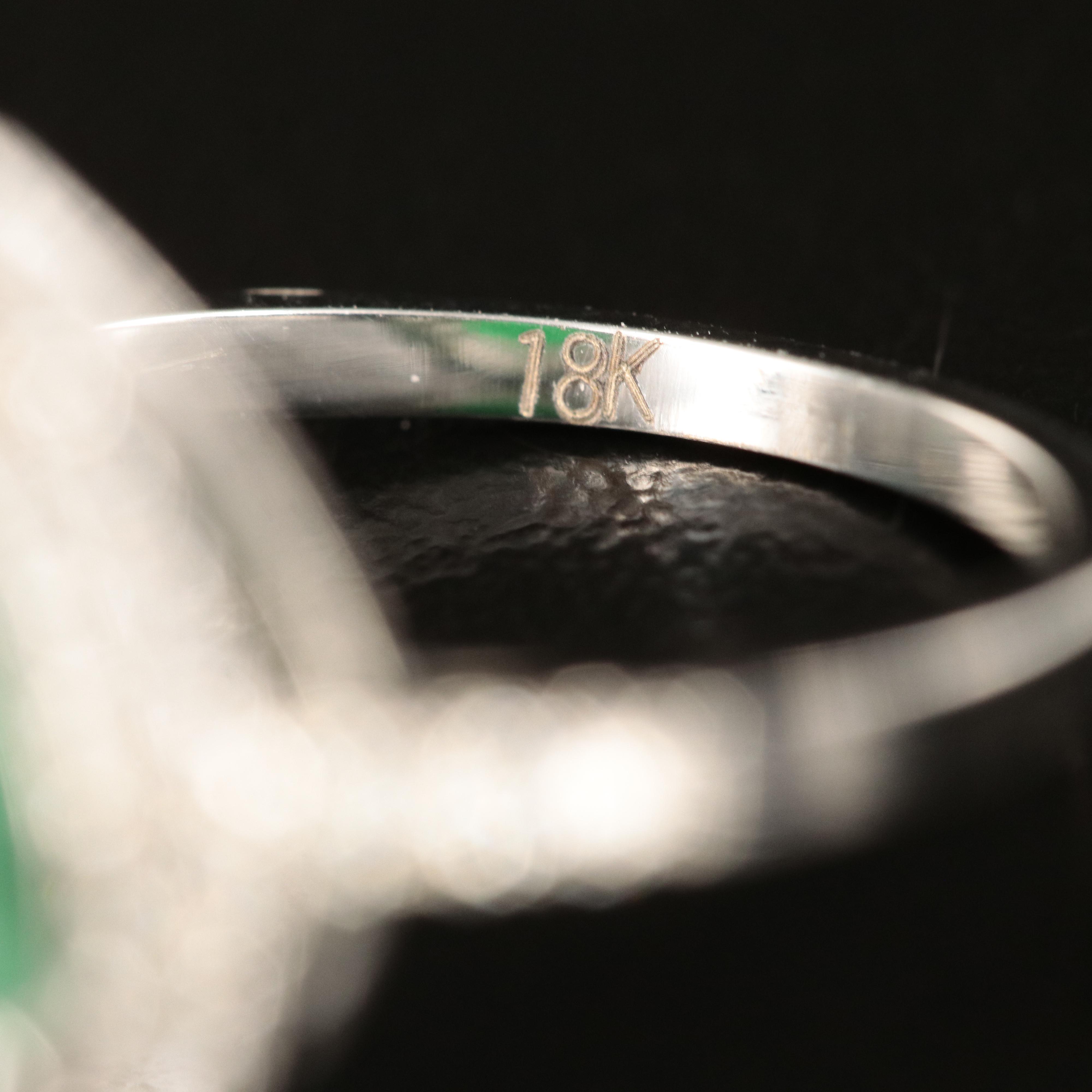 18K 3.14 CT Emerald and Diamond Teardrop Ring