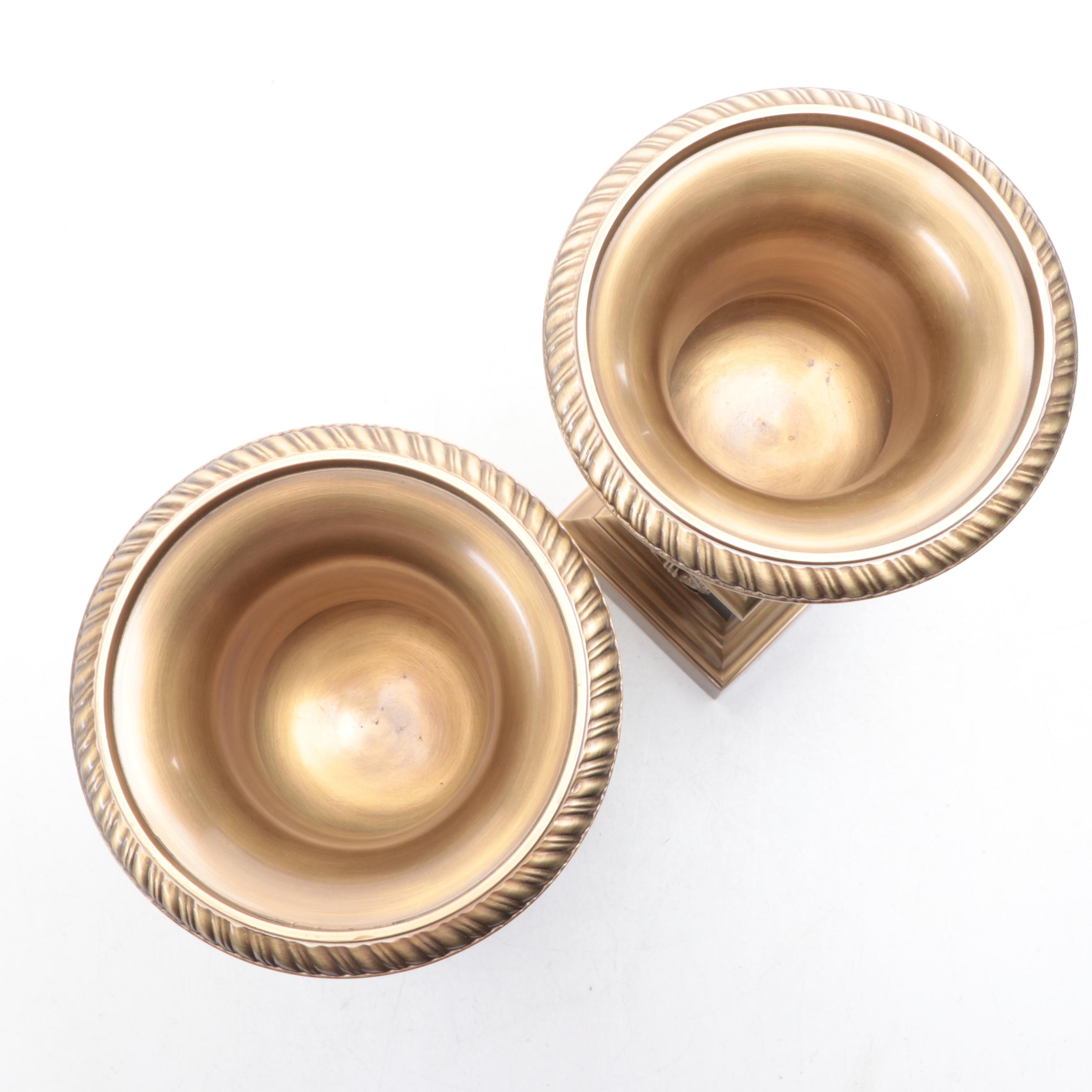 Neoclassical Style Brass Urn Shaped Wine Coolers