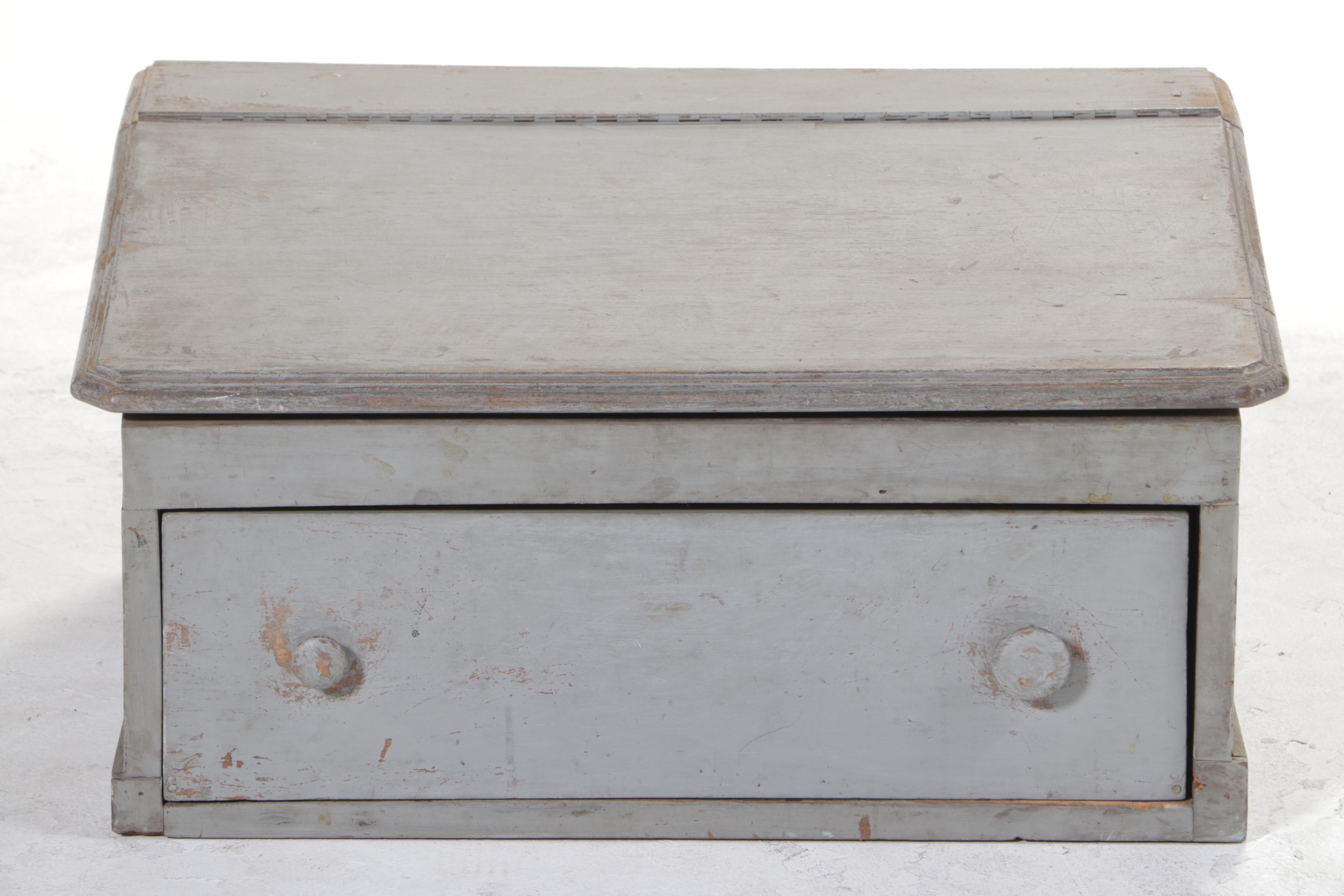 American Primitive Painted Poplar Slant-Lid Tabletop Desk, Early 20th Century