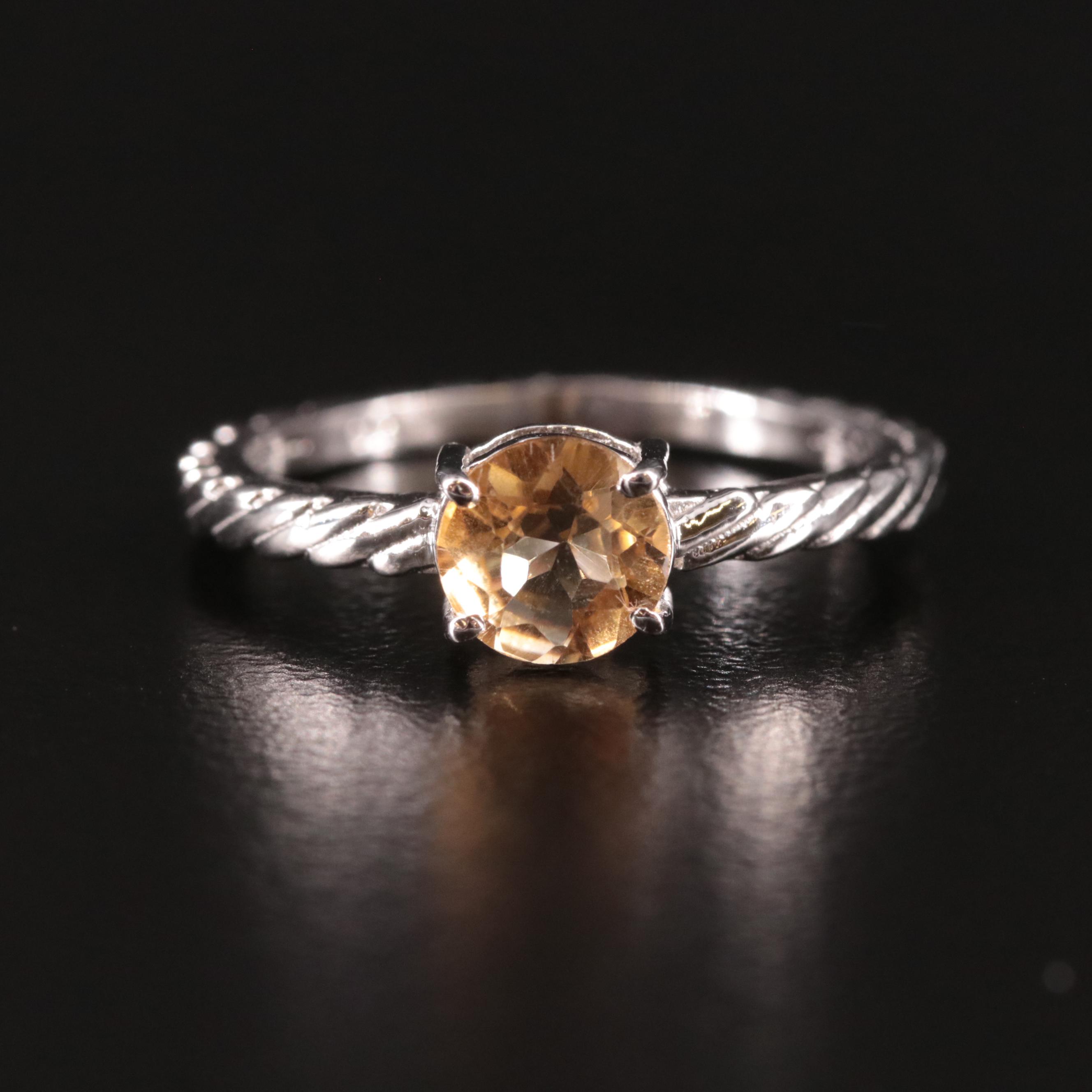 Sterling Citrine Textured Ring