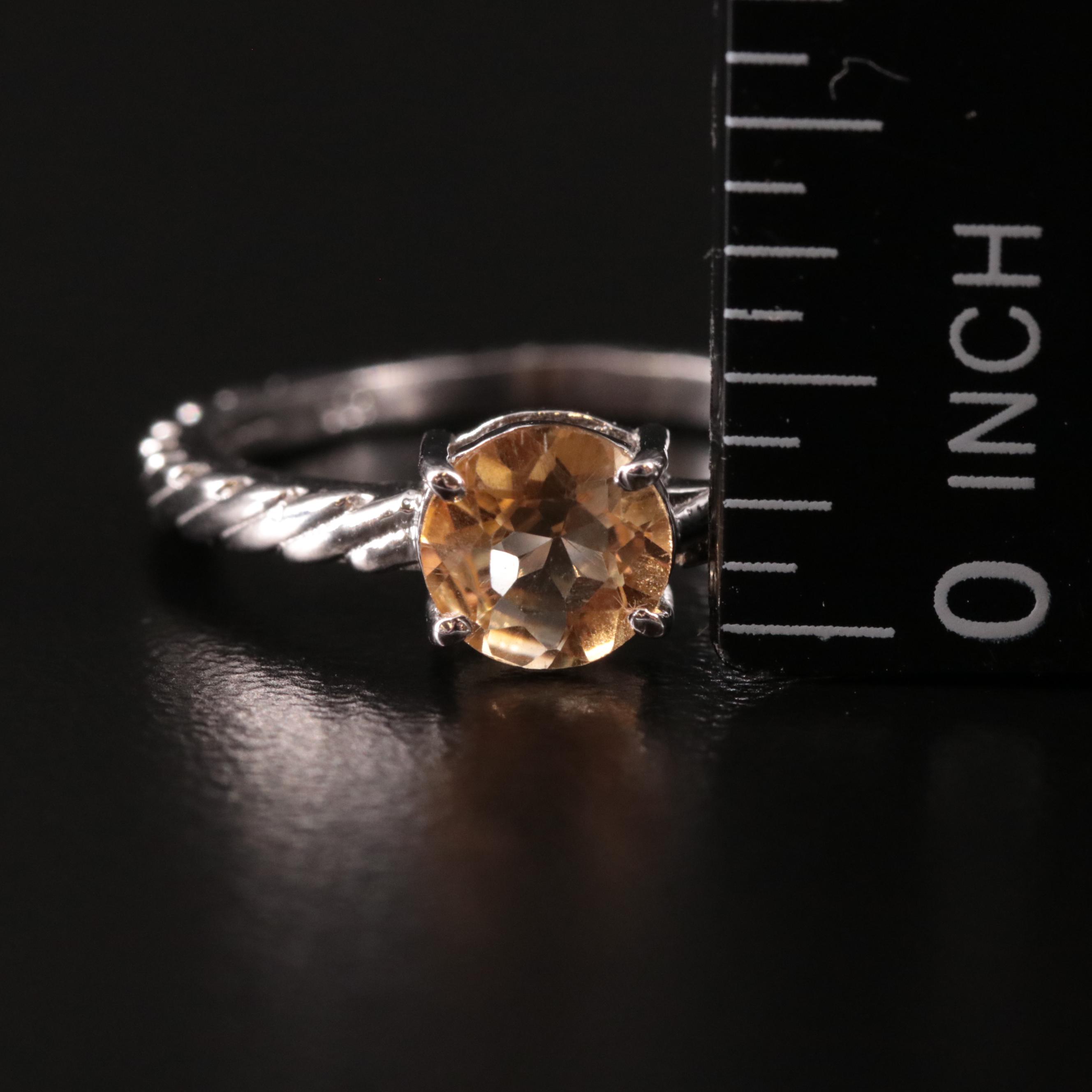 Sterling Citrine Textured Ring