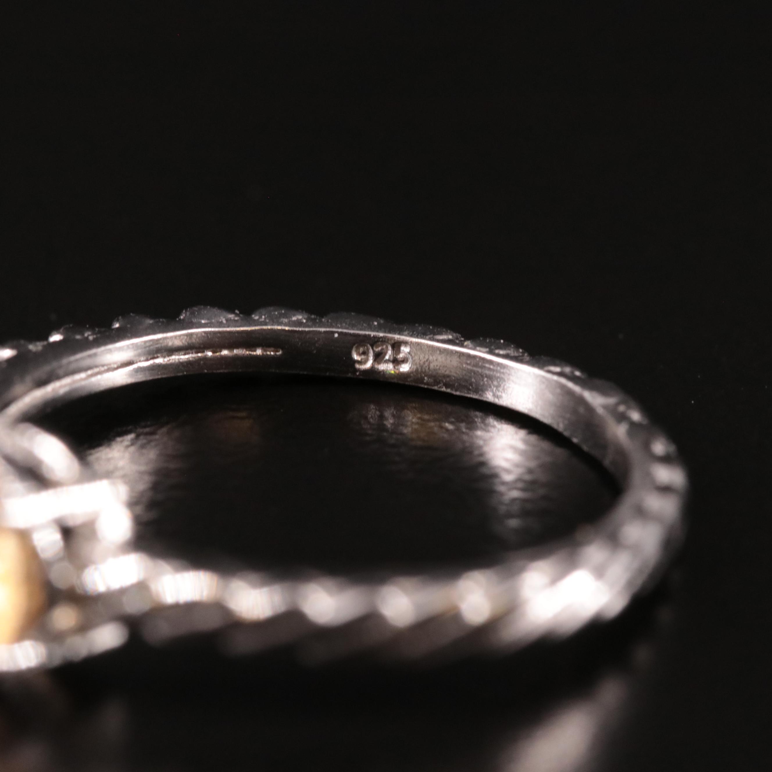 Sterling Citrine Textured Ring