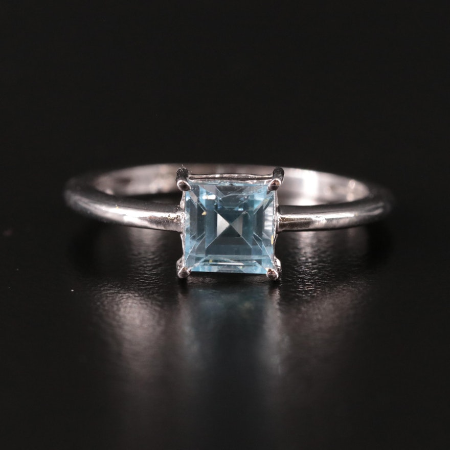 Sterling Blue Topaz Solitaire Ring