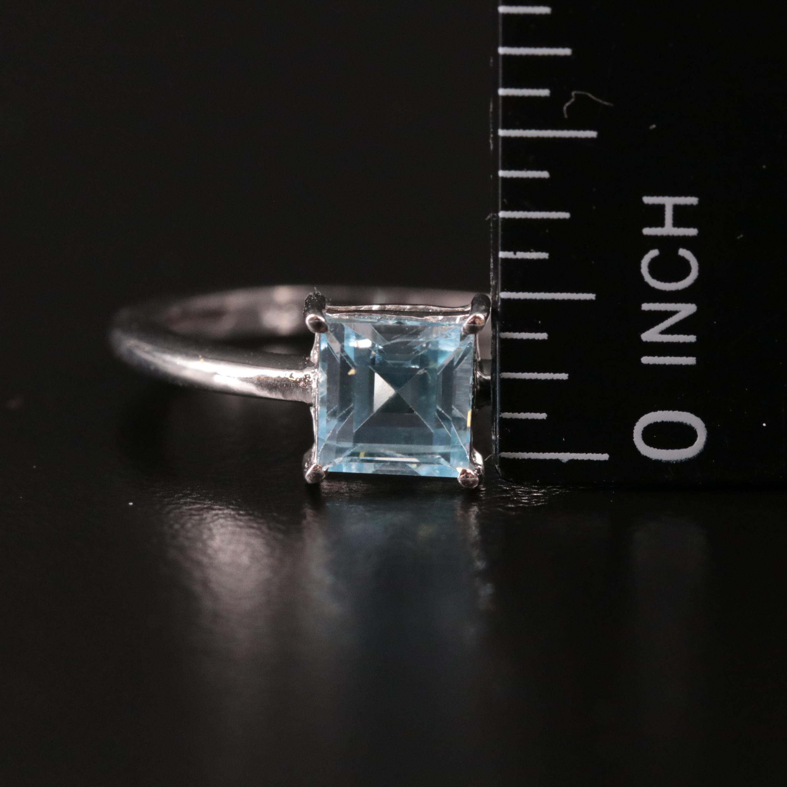 Sterling Blue Topaz Solitaire Ring