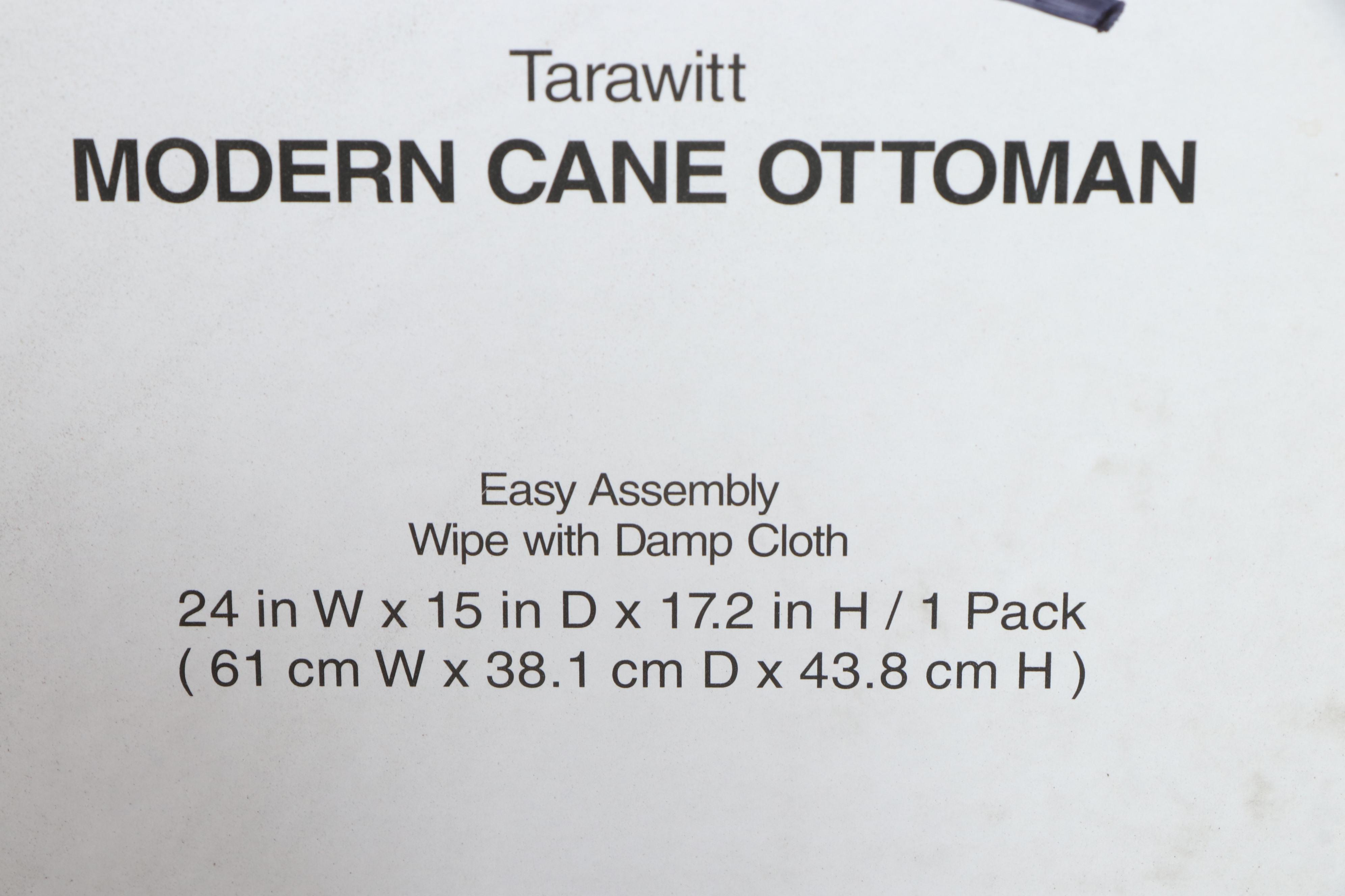 Two Project 62 Tarawitt Natural Finish Modern Cane Ottomans