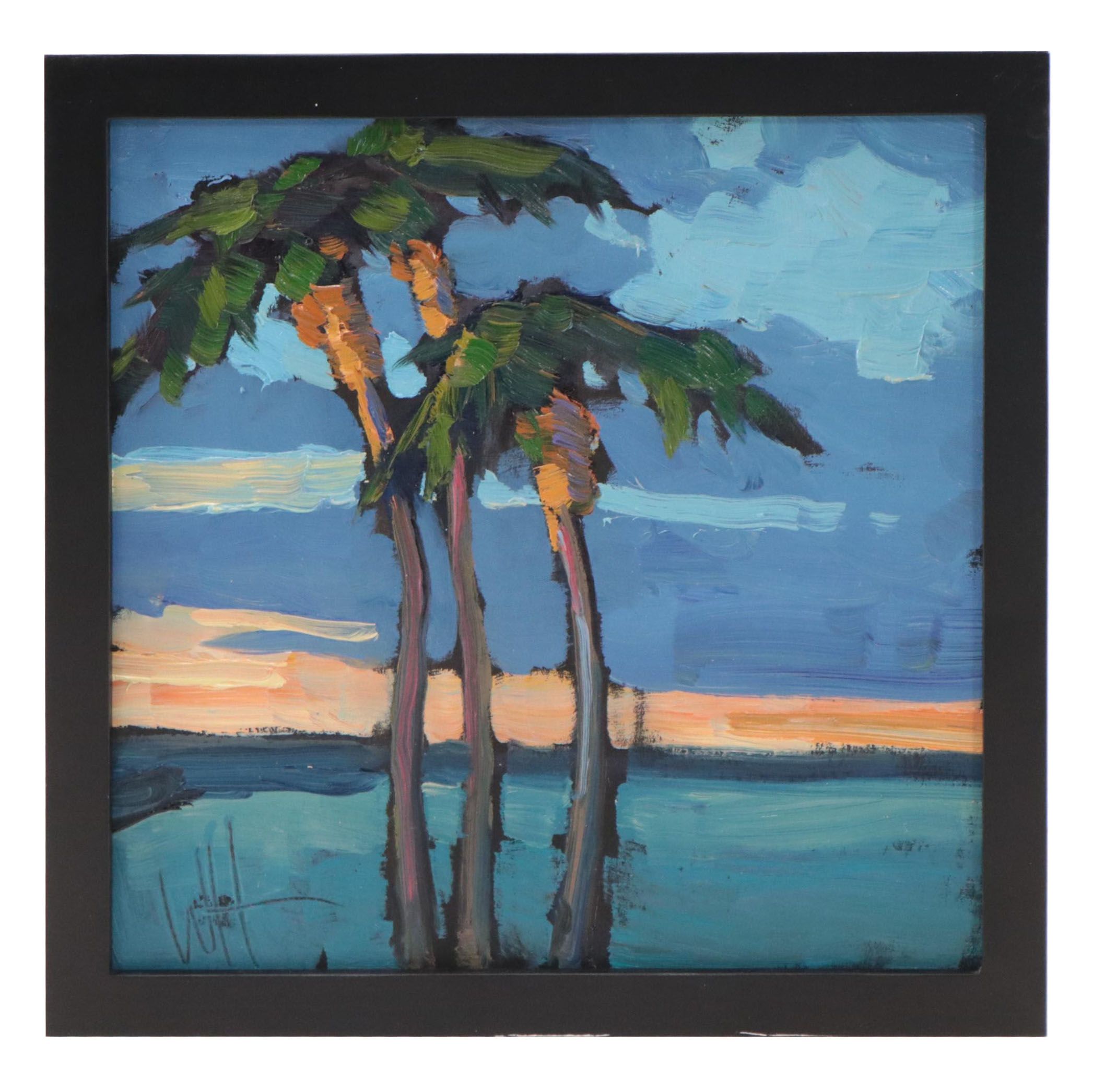 William Hawkins Landscape Oil Painting of Palm Trees, 2023
