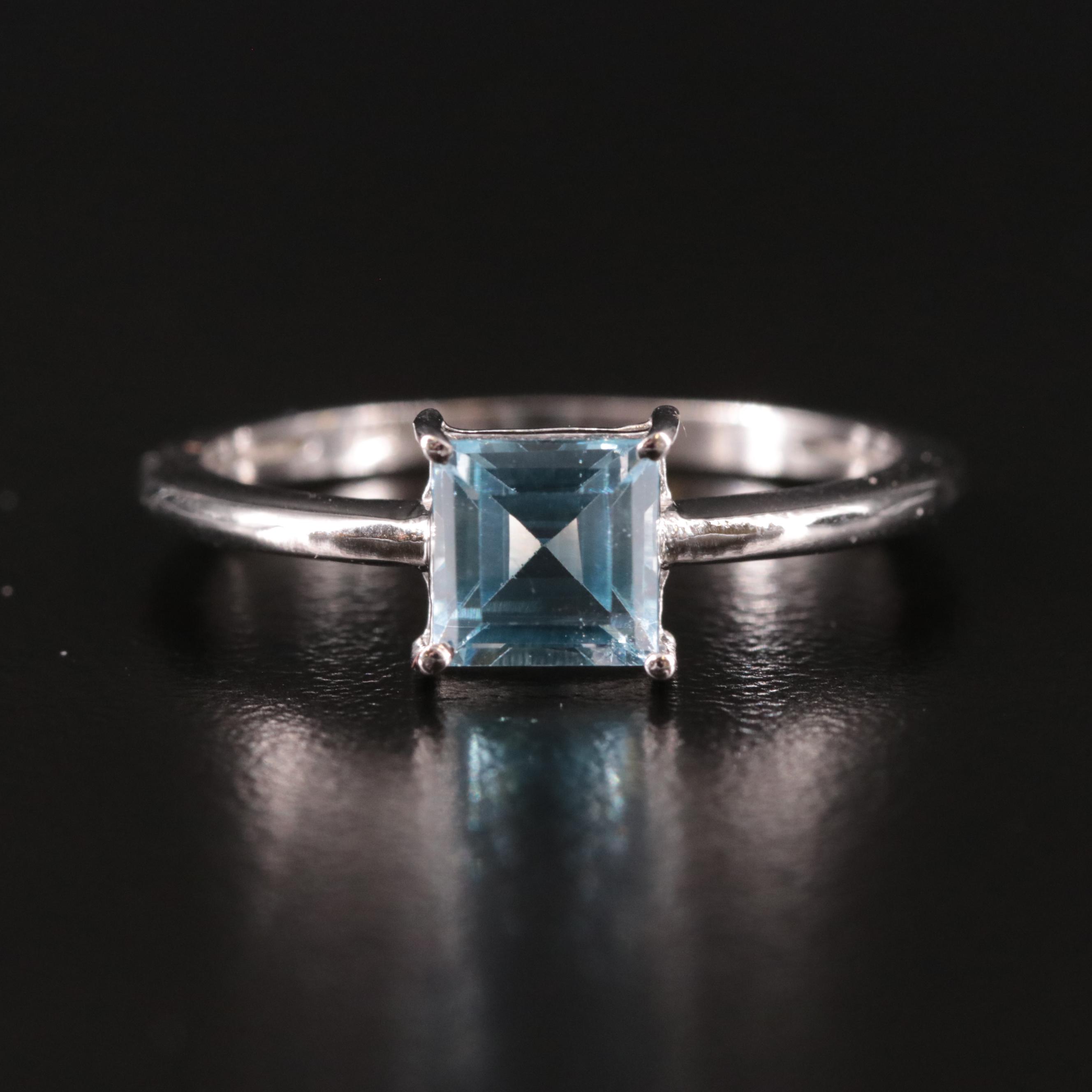Sterling Blue Topaz Solitaire Ring