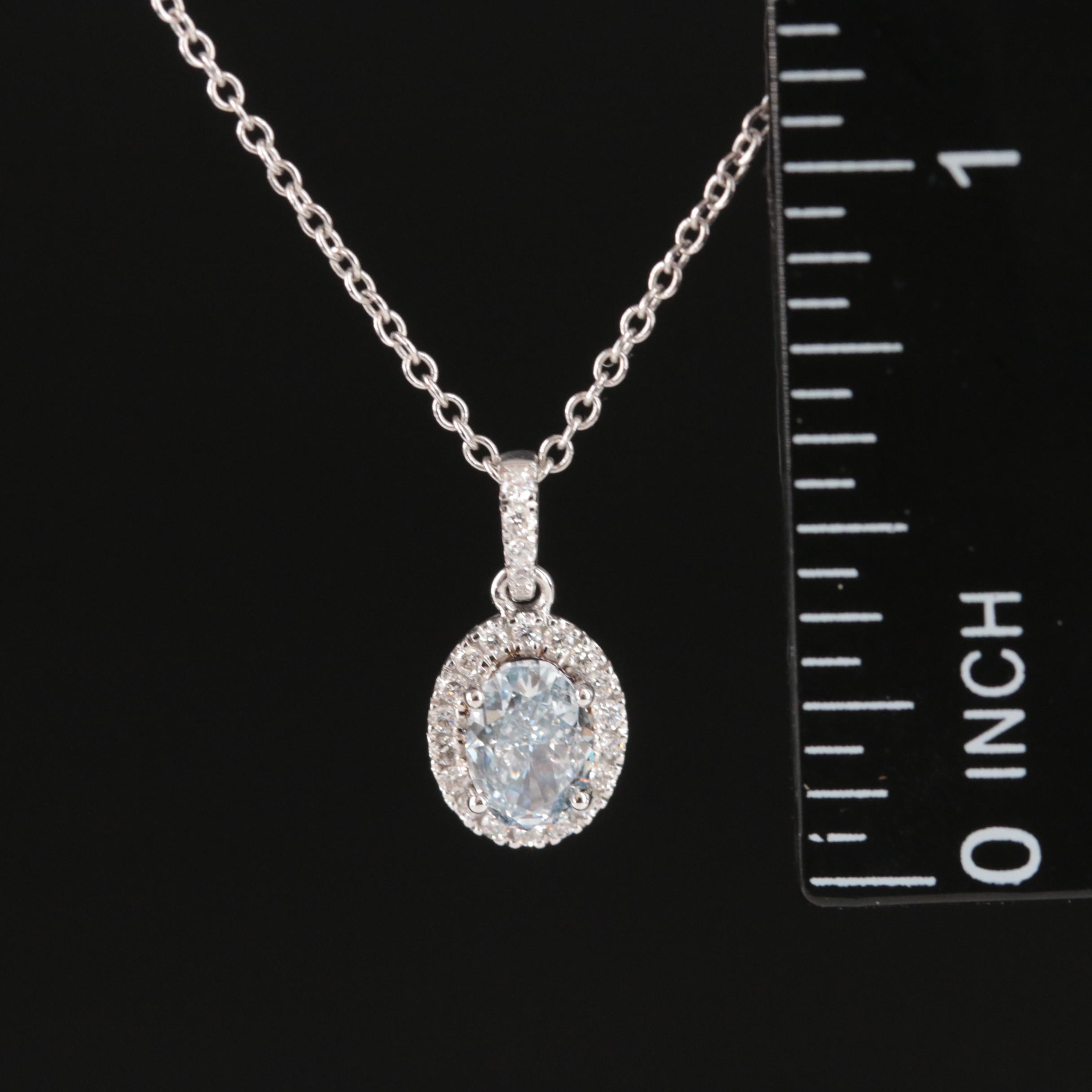 14K 0.81 CTW Lab Grown Diamond Halo Pendant Necklace