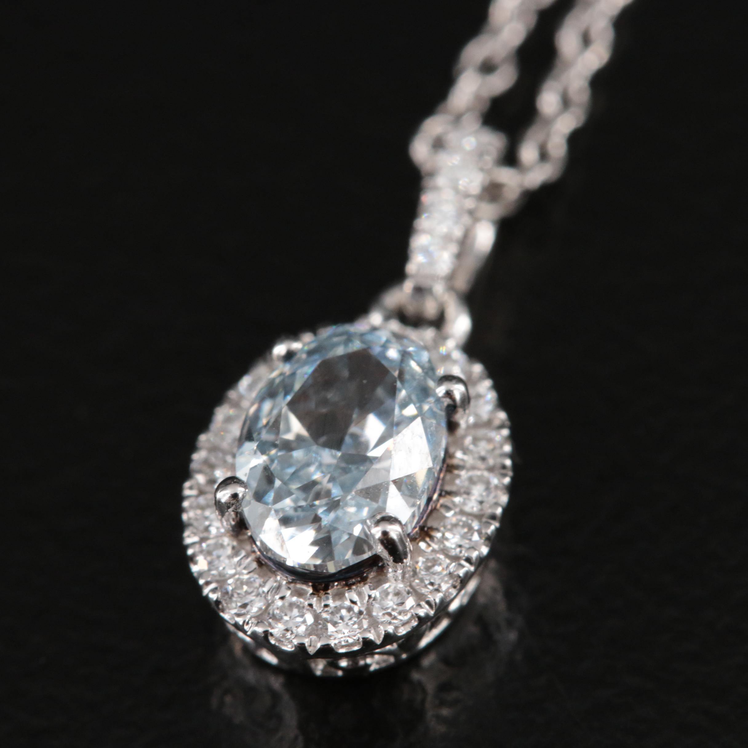14K 0.81 CTW Lab Grown Diamond Halo Pendant Necklace