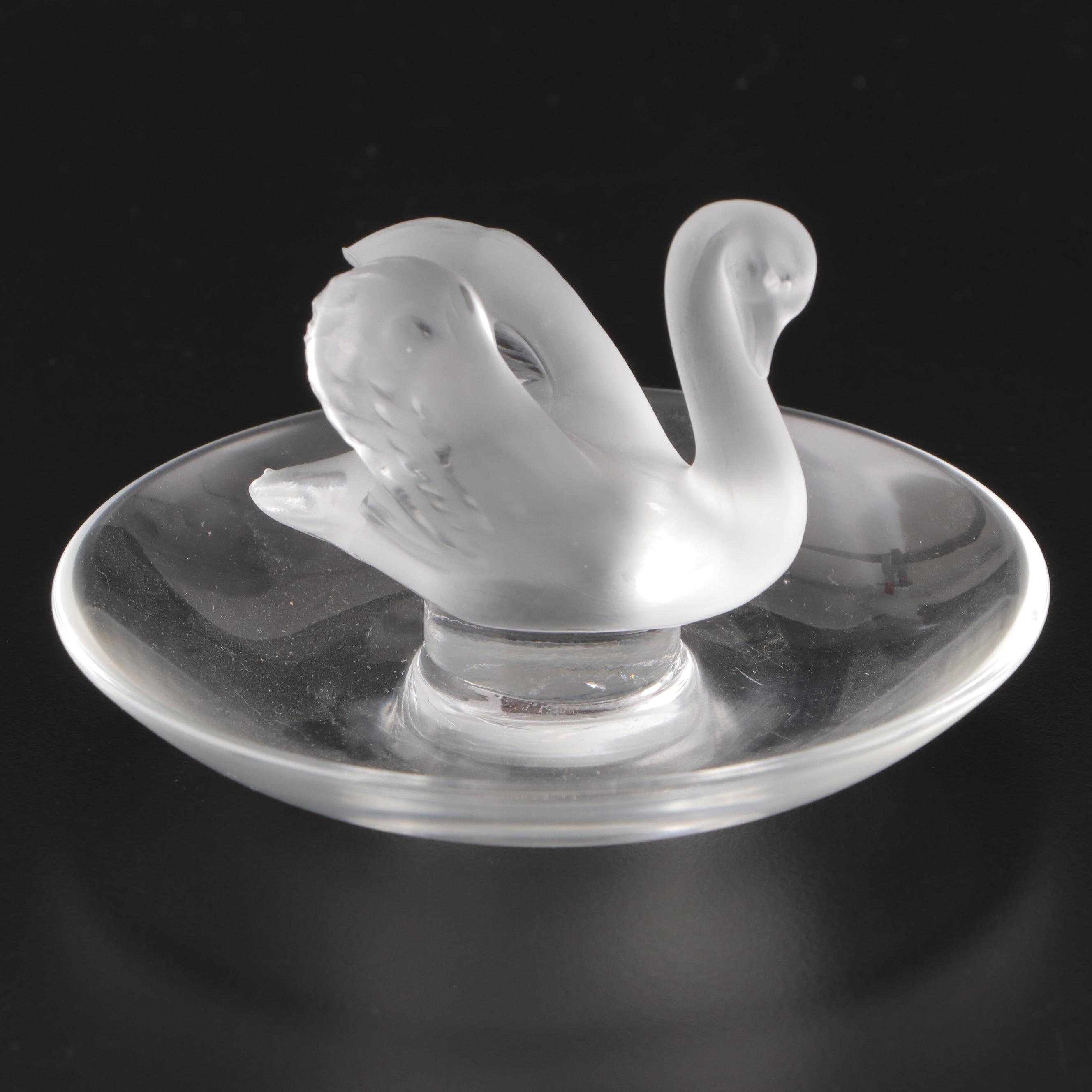 Lalique "Cygne" and Other Lalique Crystal Pin Trays
