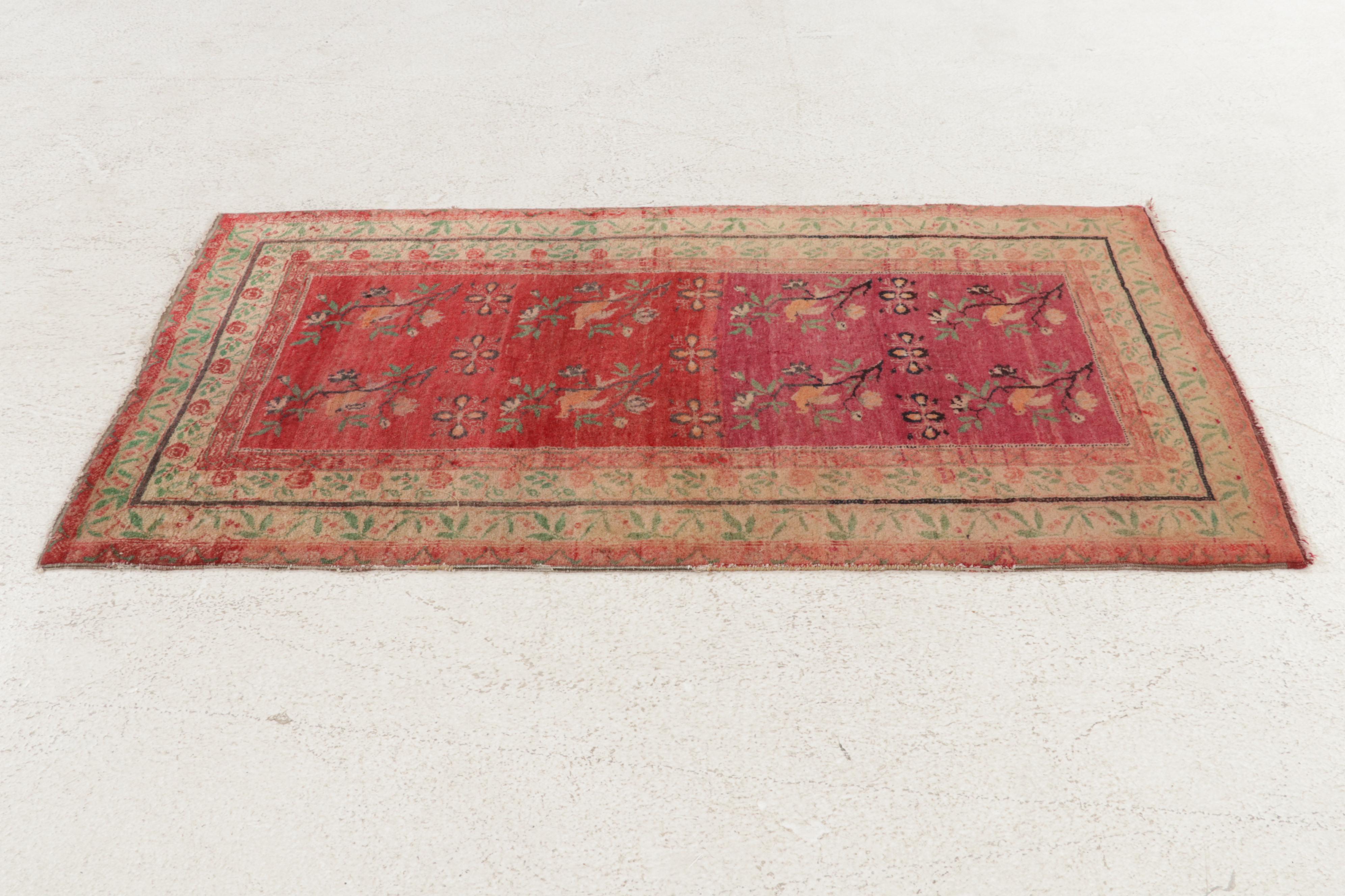 2'9 x 4'10 Hand-Knotted Antique Bulgarian Rug, 1920s