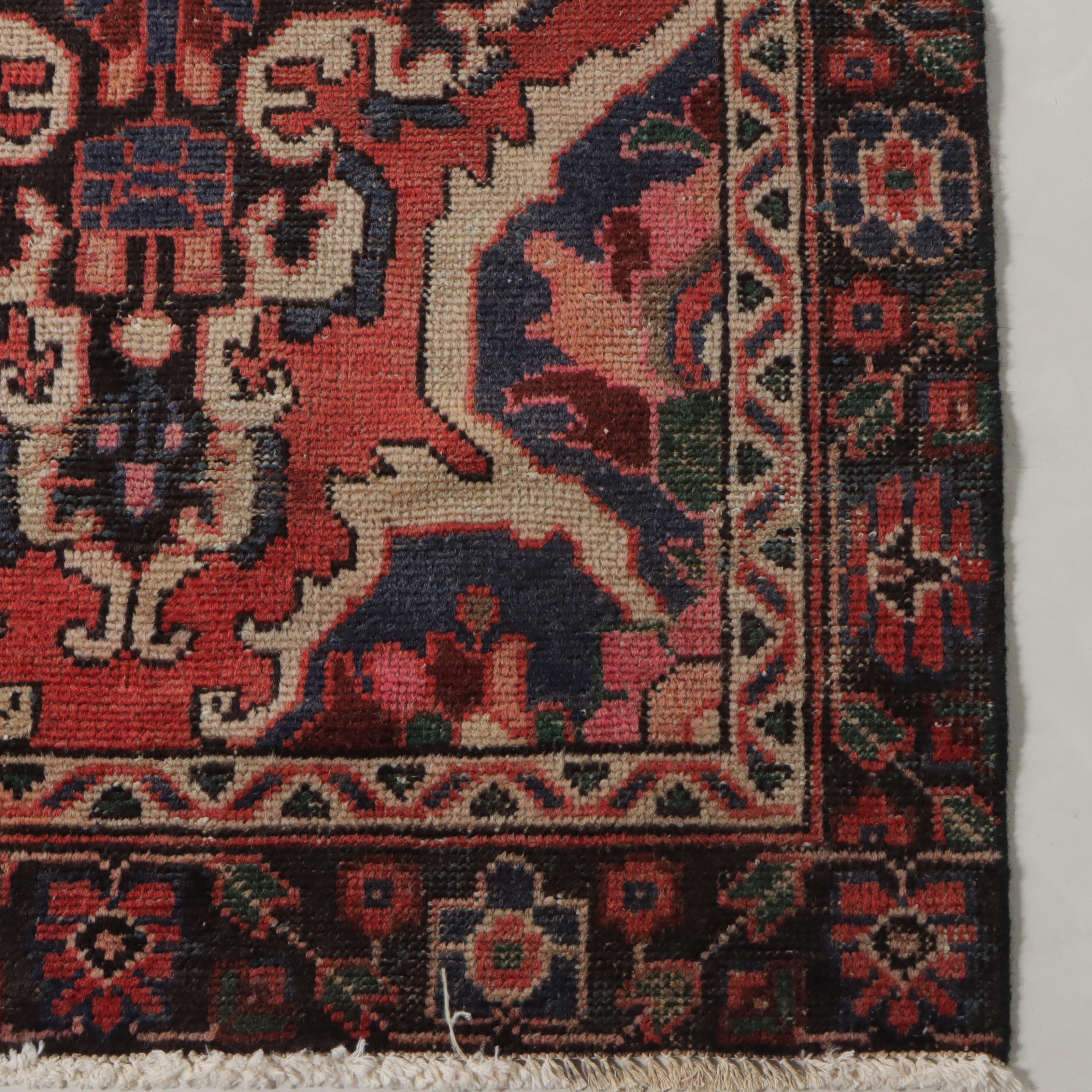 3'4 x 9'11 Hand-Knotted Persian Hamadan Carpet Runner Long Rug