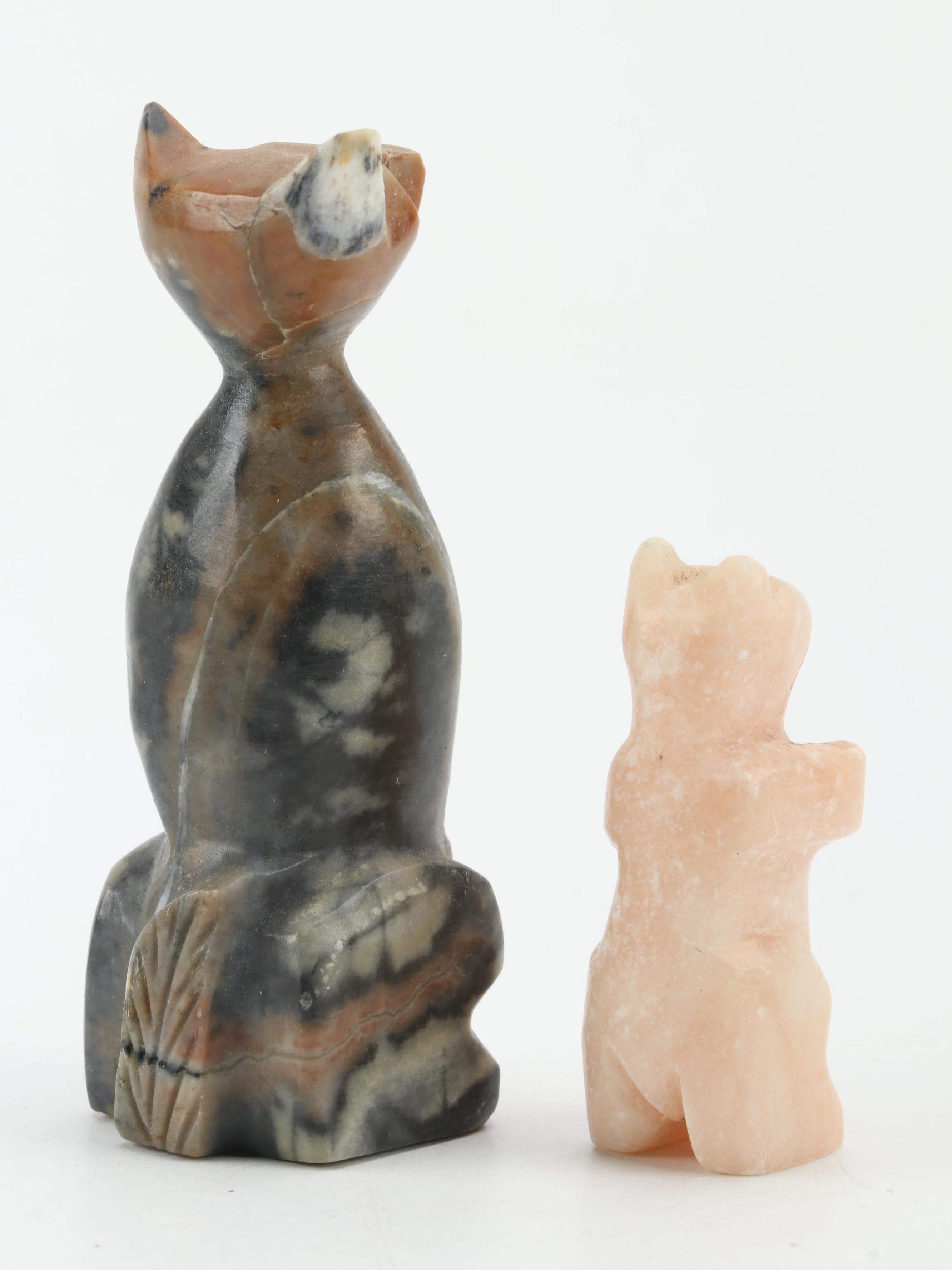Zuni and Other Hand-Carved Fetishes in Picasso Stone, Marble, Soapstone