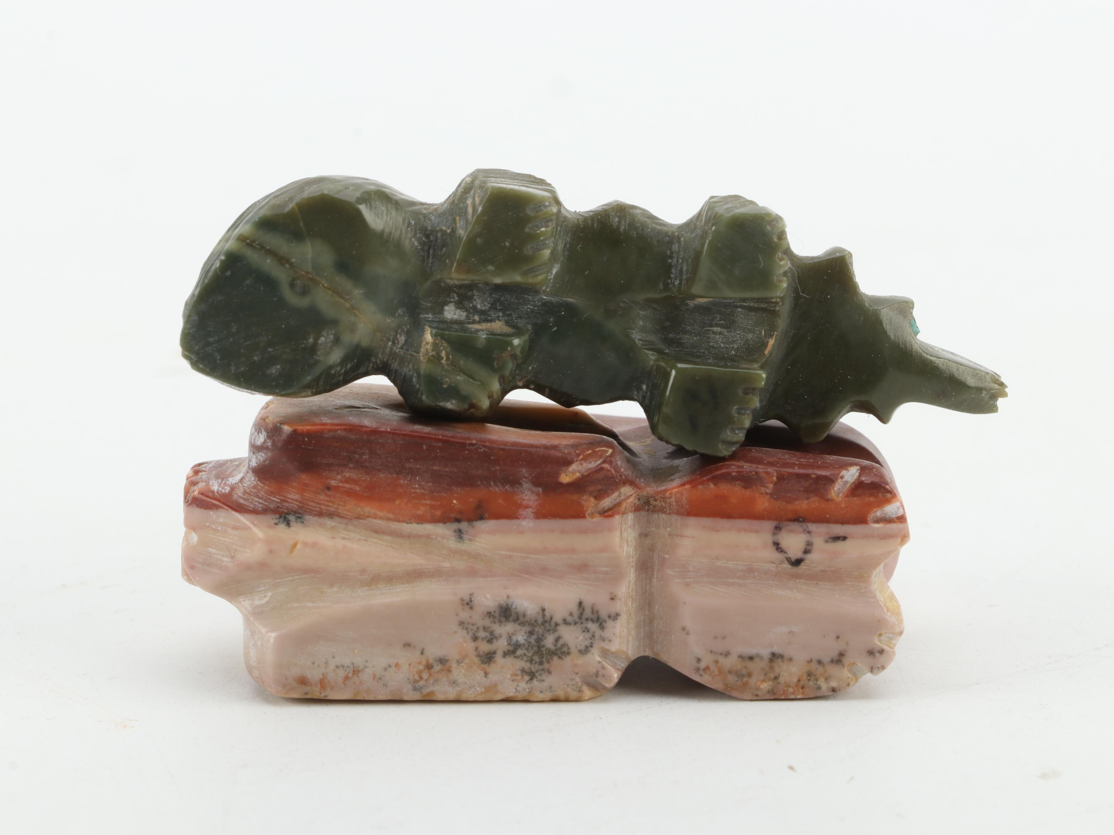 Zuni and Other Hand-Carved Fetishes in Picasso Stone, Marble, Soapstone