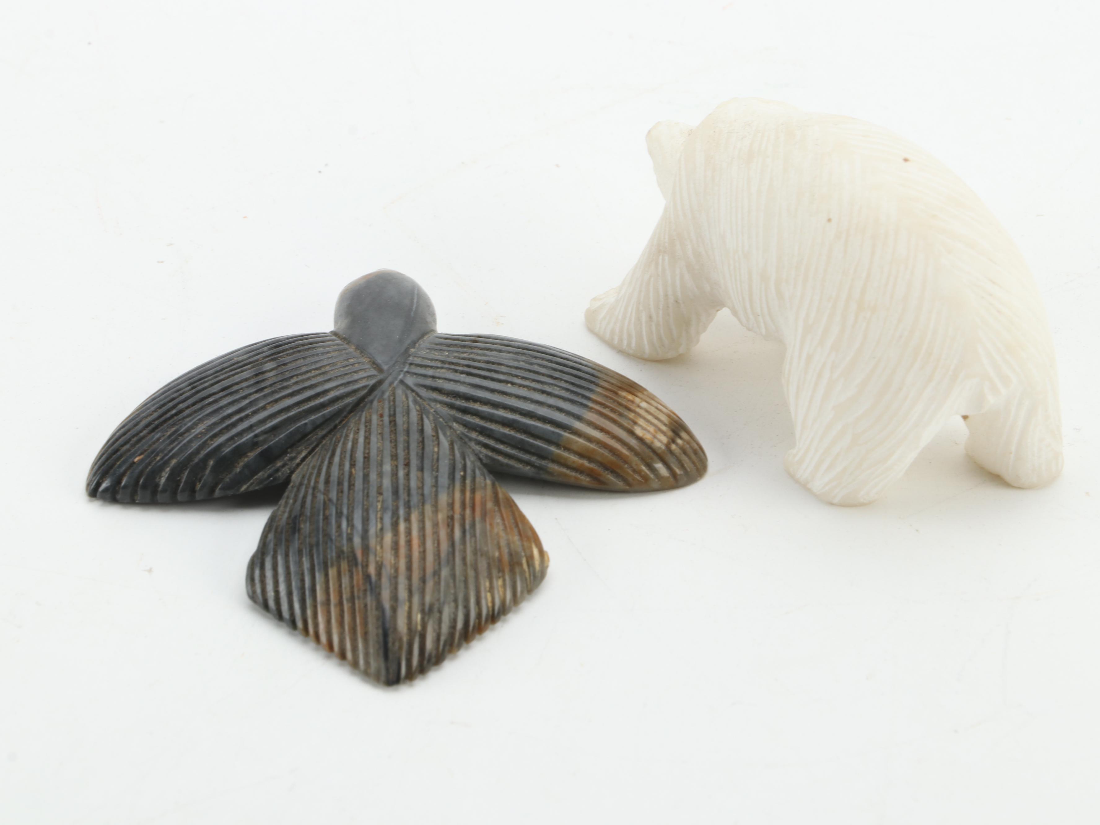 Zuni and Other Hand-Carved Fetishes in Picasso Stone, Marble, Soapstone