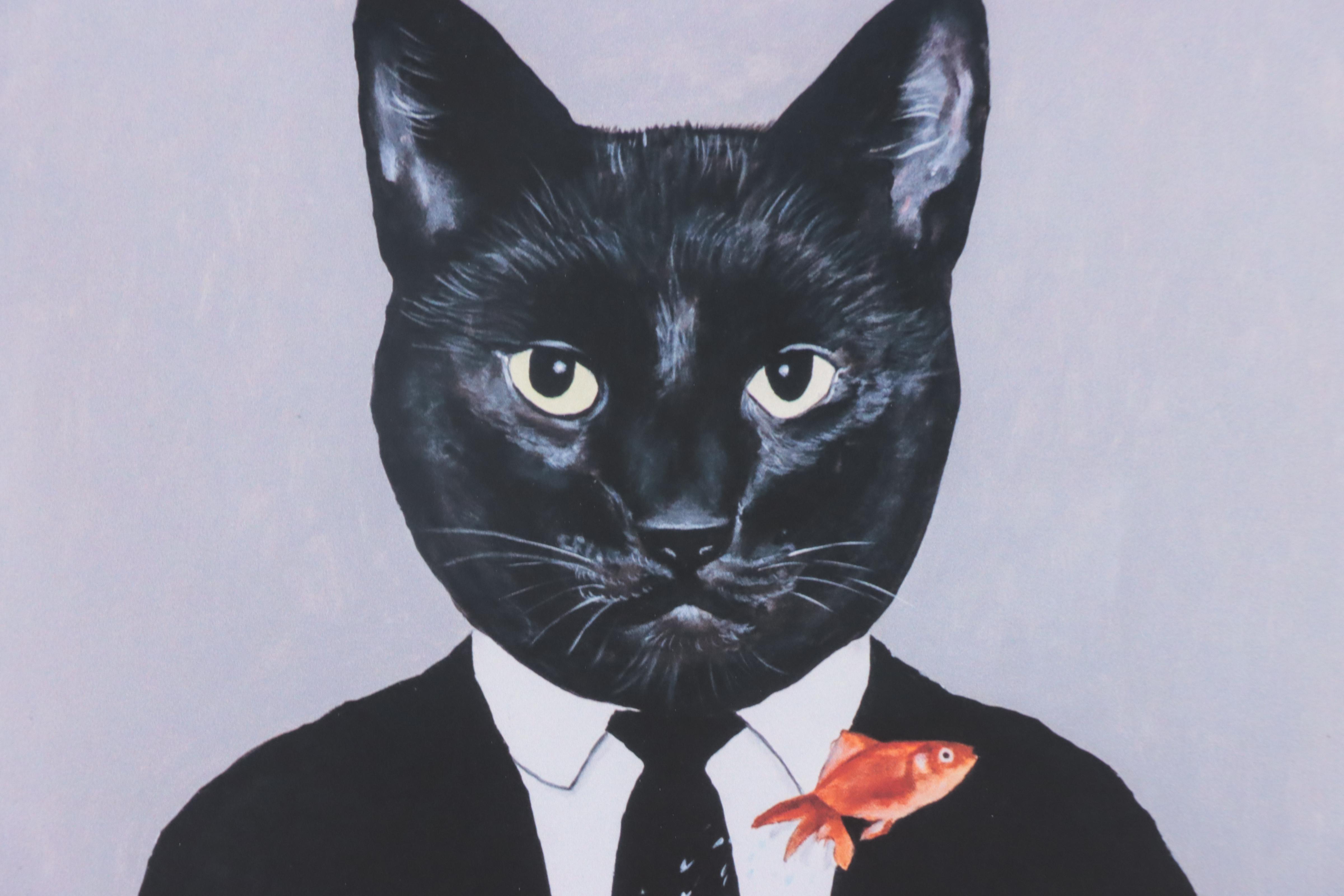 Coco de Paris Giclée "Black Cat Holding Fishbowl," 2022