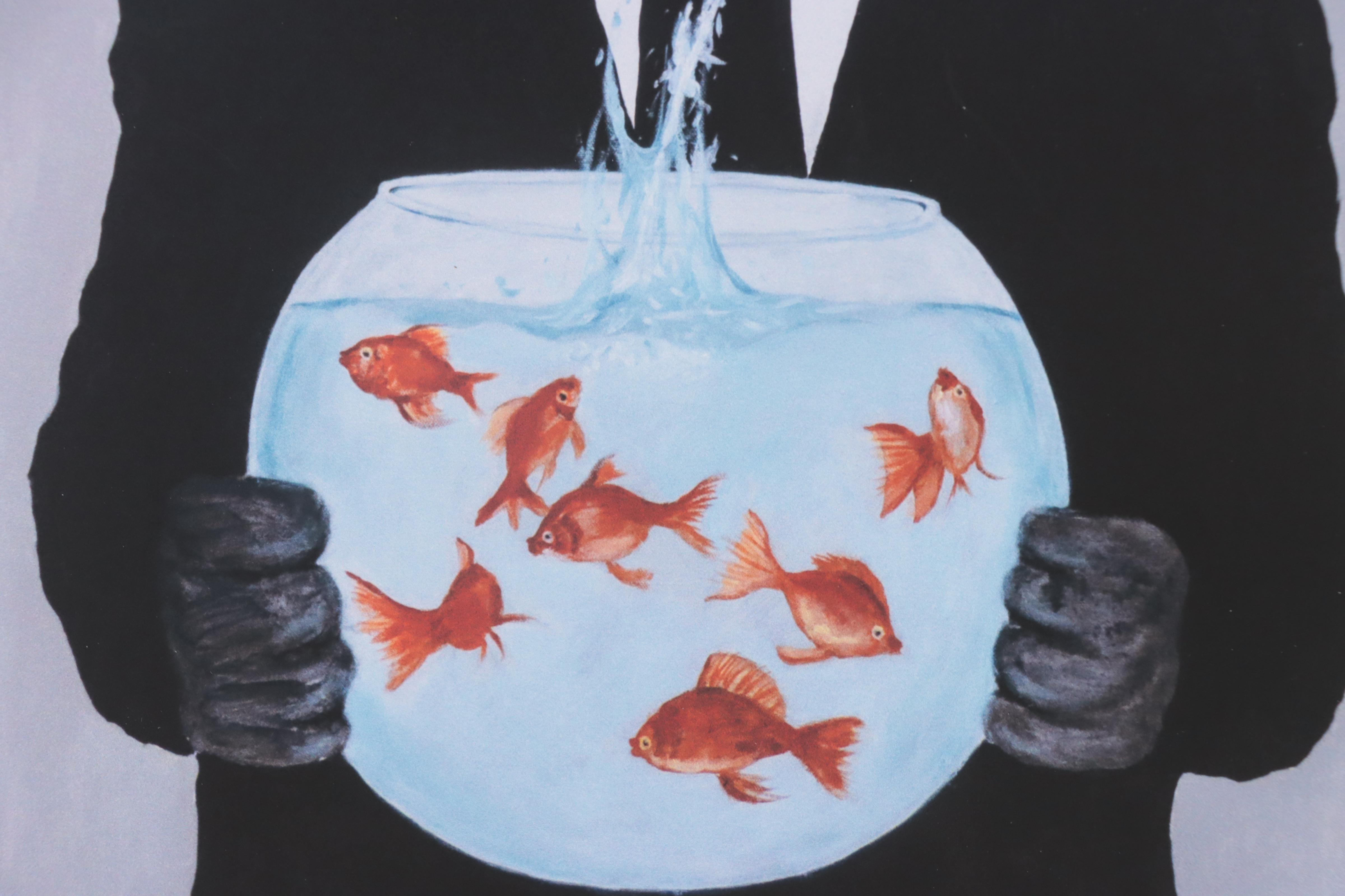 Coco de Paris Giclée "Black Cat Holding Fishbowl," 2022