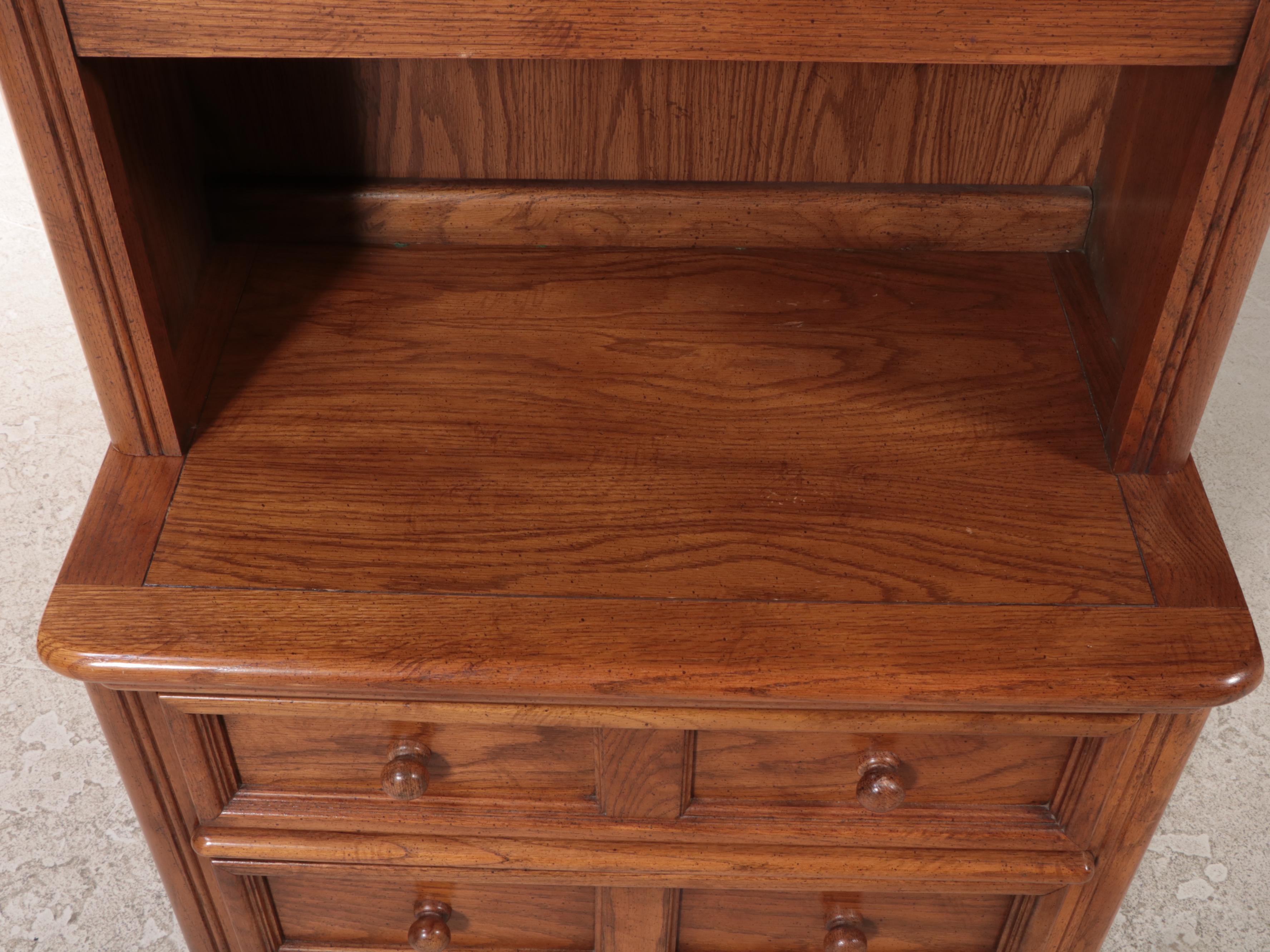 Dixie Furniture Oak Bookcase-on-Chest, Late 20th Century