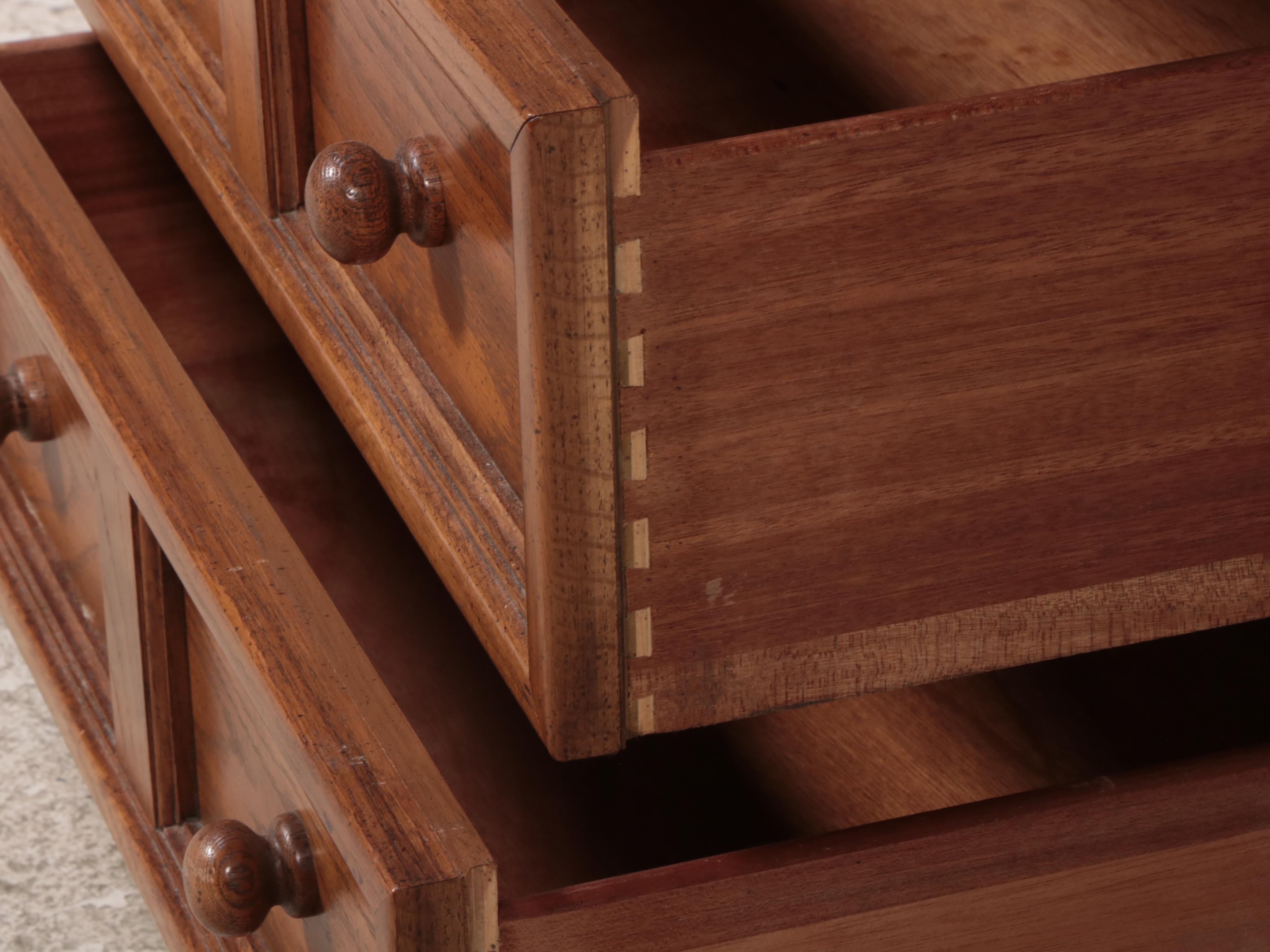 Dixie Furniture Oak Bookcase-on-Chest, Late 20th Century