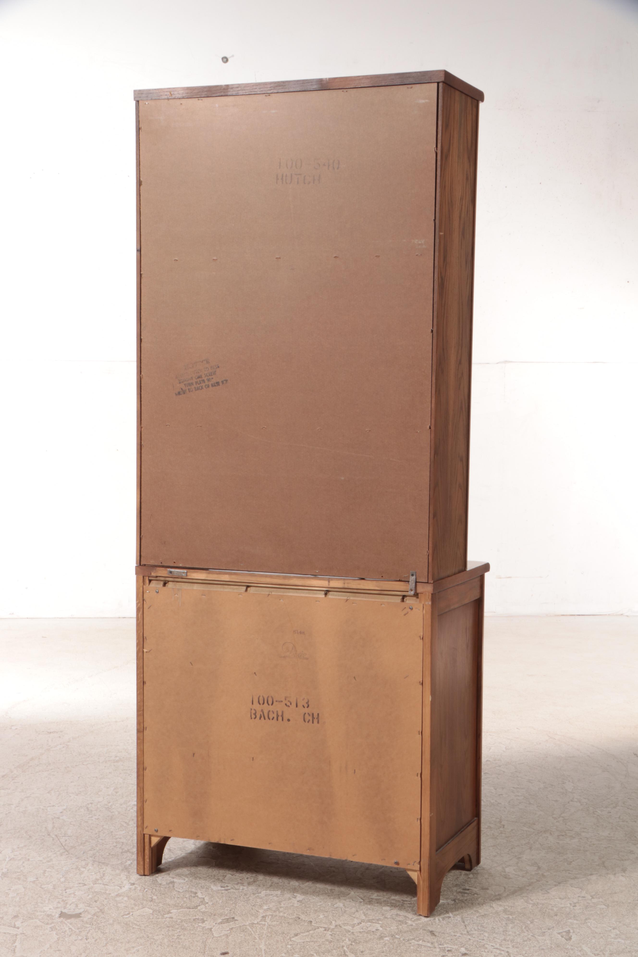 Dixie Furniture Oak Bookcase-on-Chest, Late 20th Century