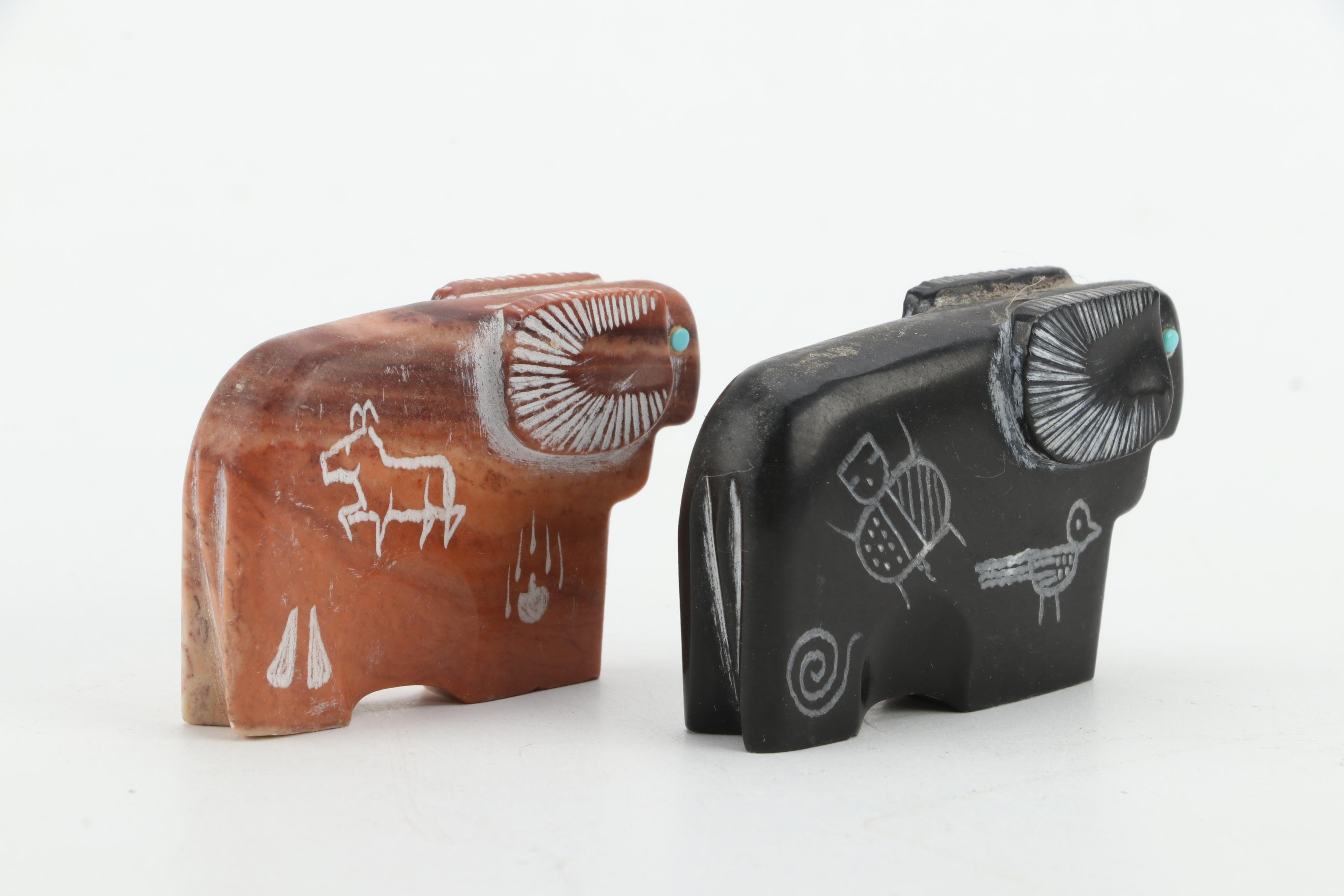 Zuni and Others Hand-Carved Fetish Soapstone, Jasper, Picasso Stone and More