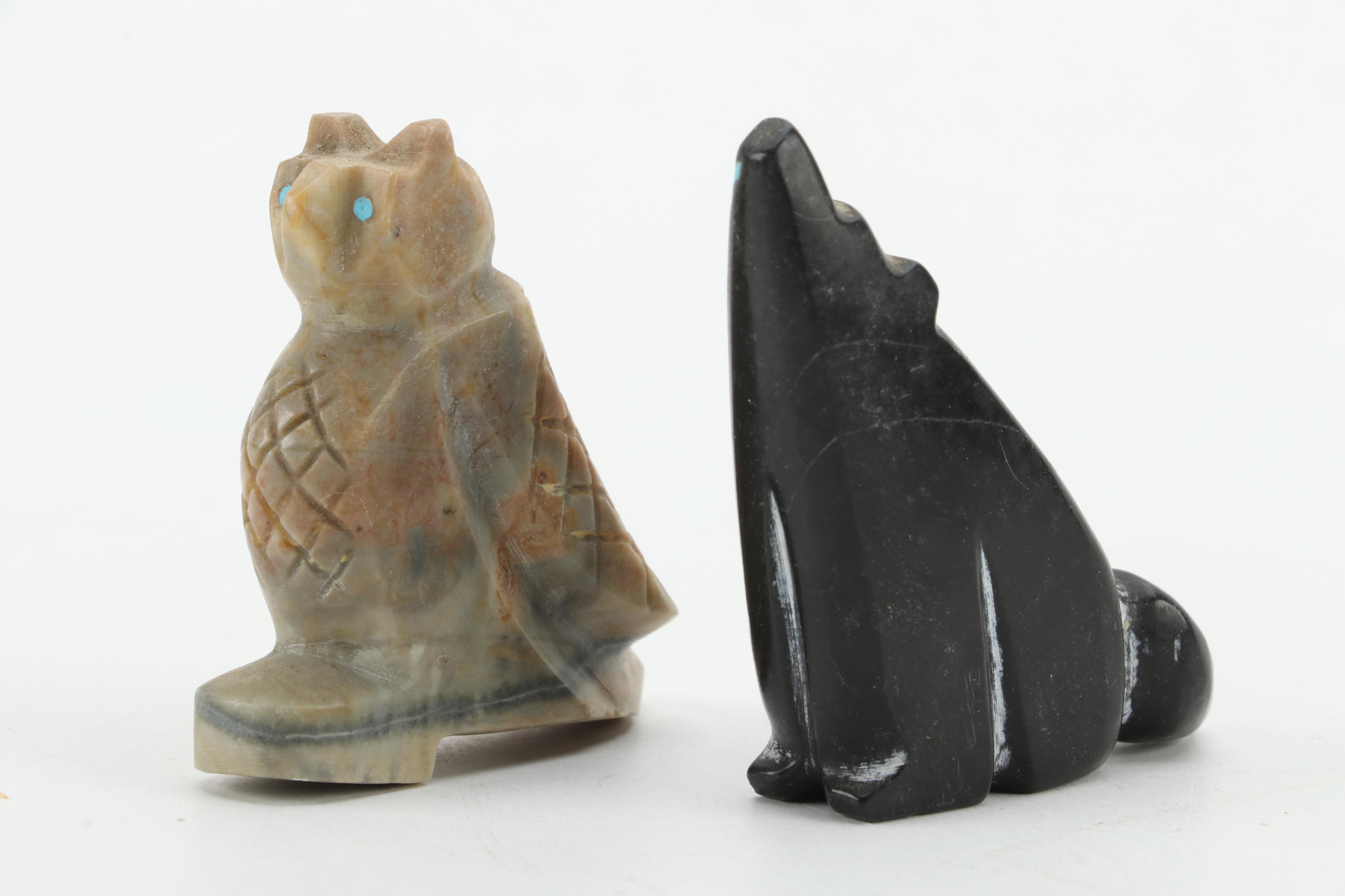 Zuni and Others Hand-Carved Fetish Soapstone, Jasper, Picasso Stone and More