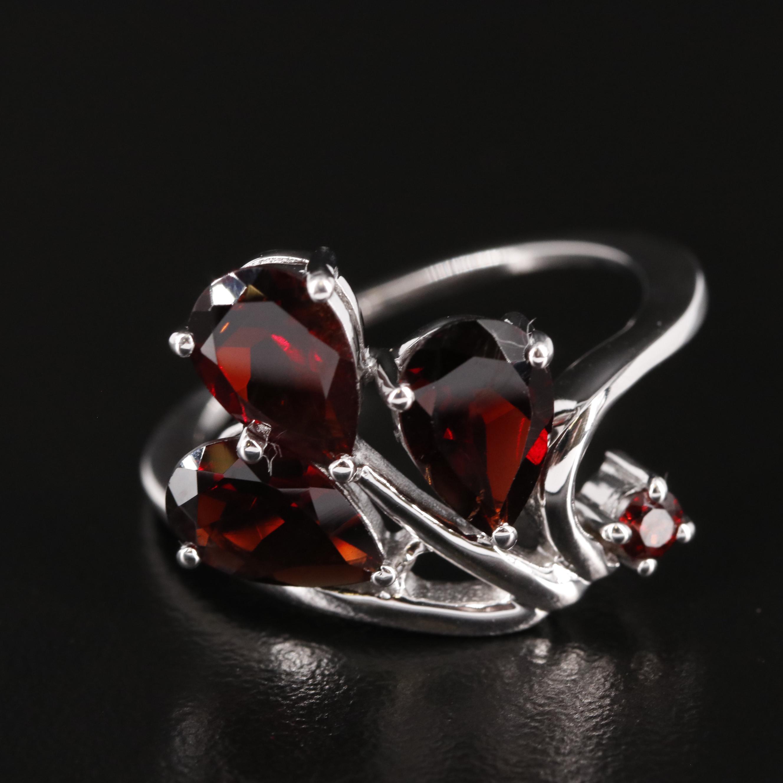 Sterling Garnet Spray Ring