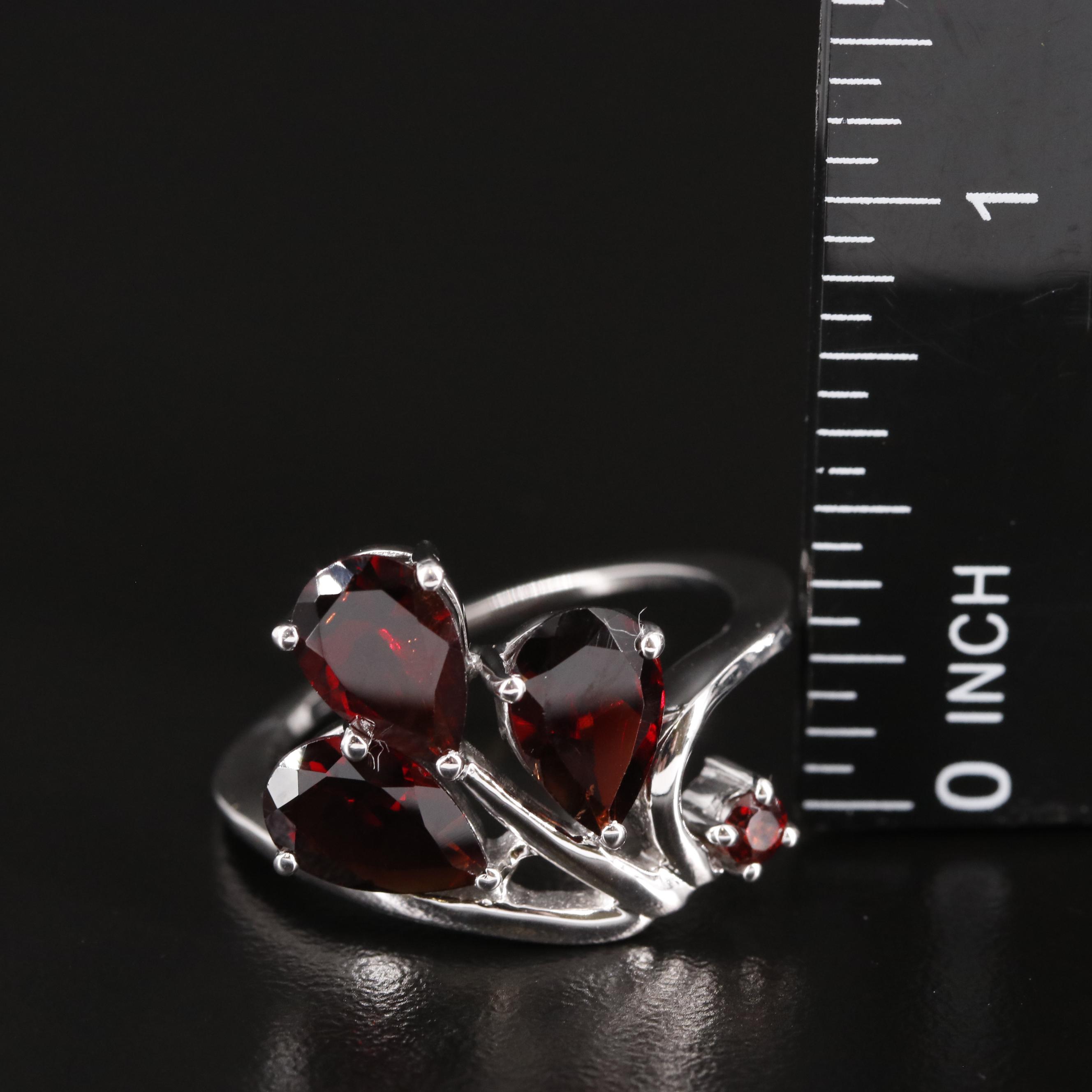 Sterling Garnet Spray Ring