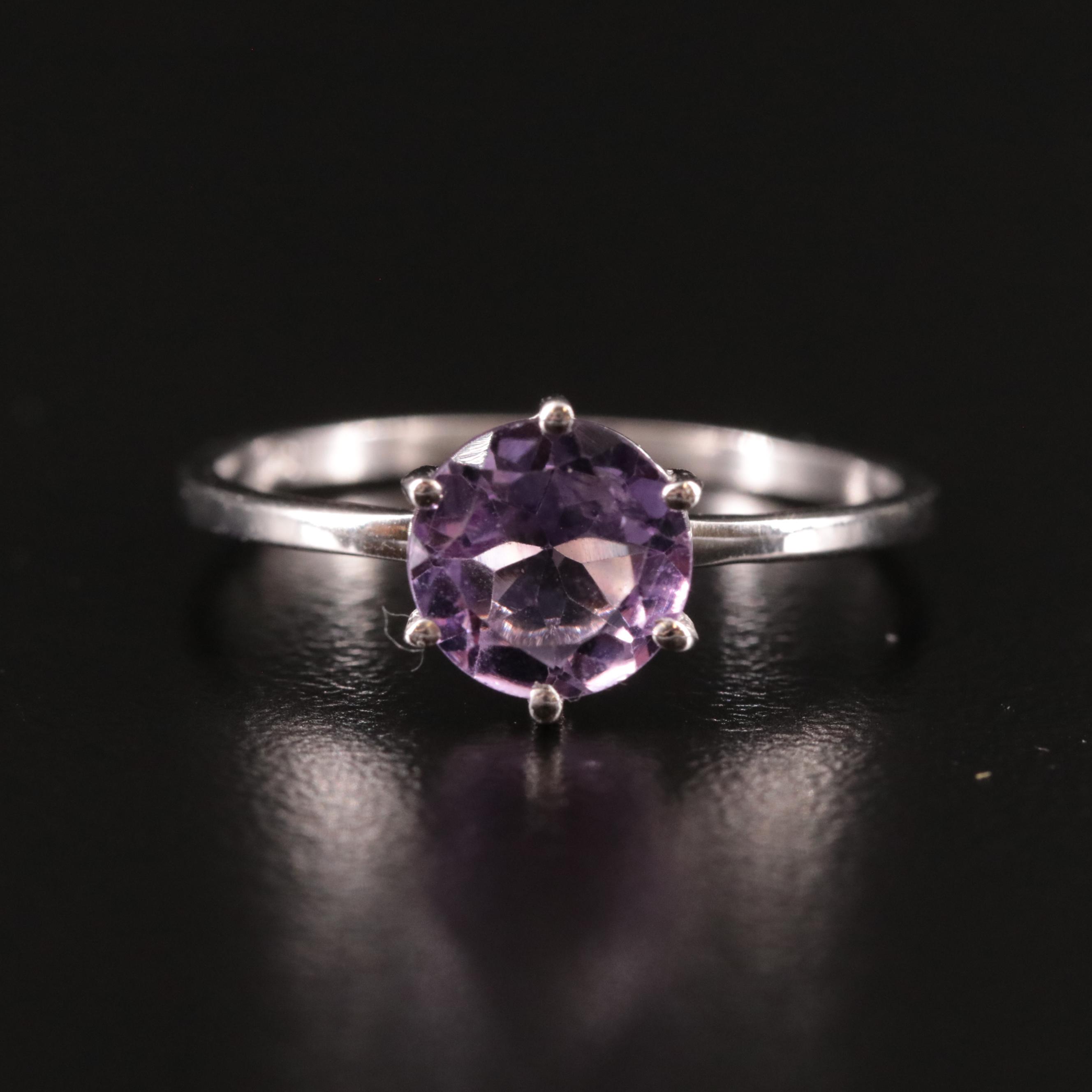 Sterling Amethyst Solitaire Ring