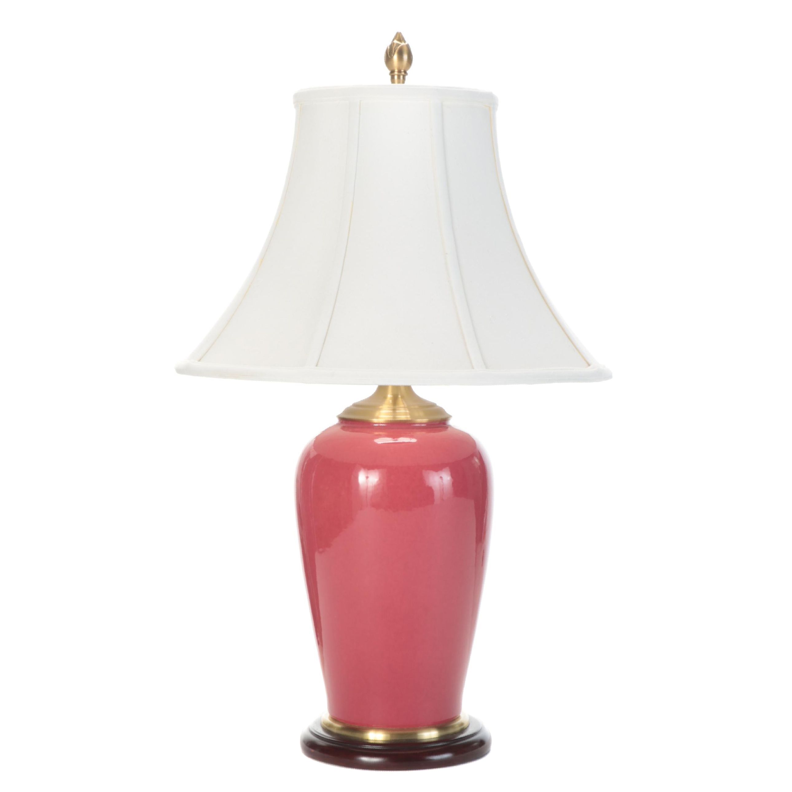 Wildwood Coral Colored Ceramic and Brass Table Lamp, Late 20th Century