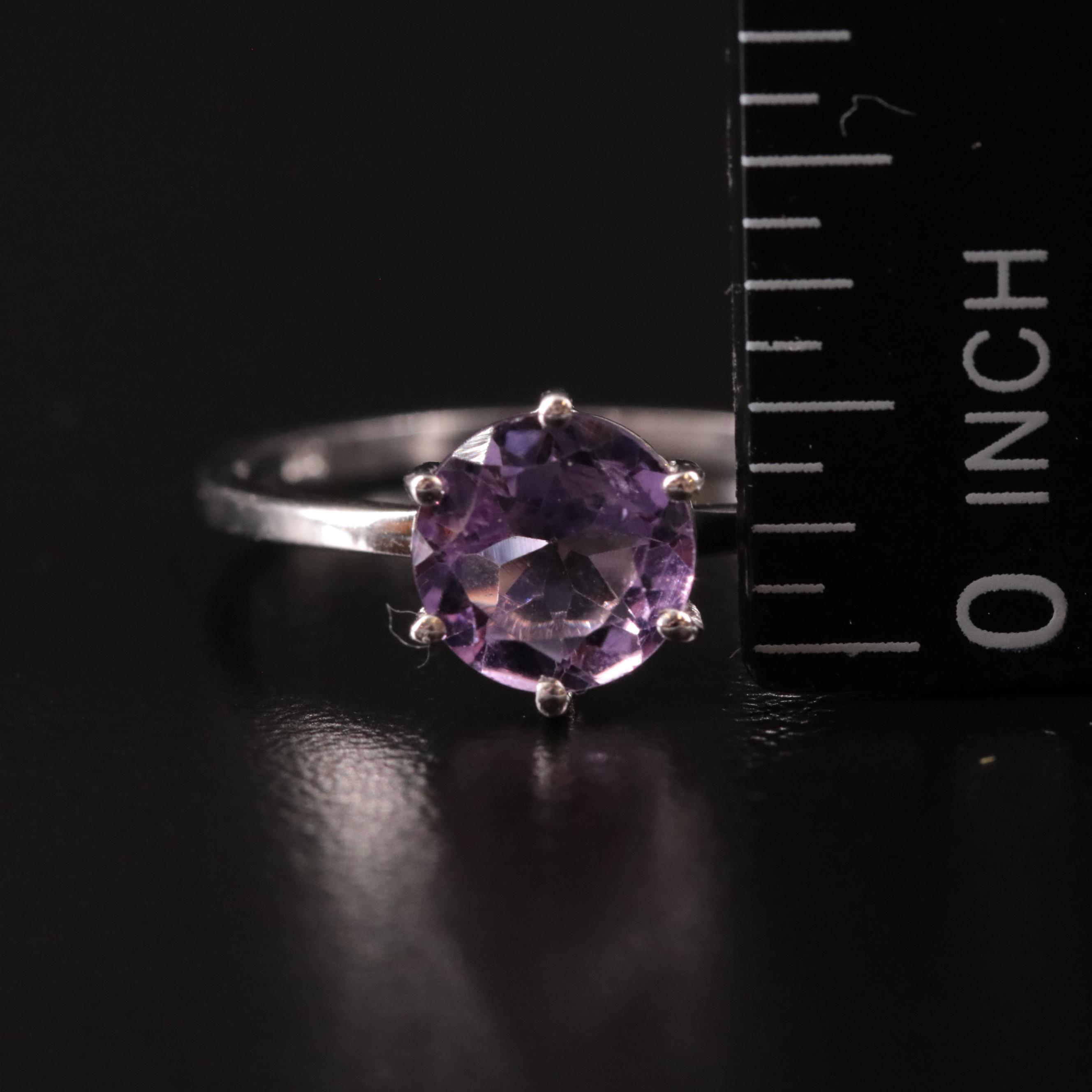 Sterling Amethyst Solitaire Ring
