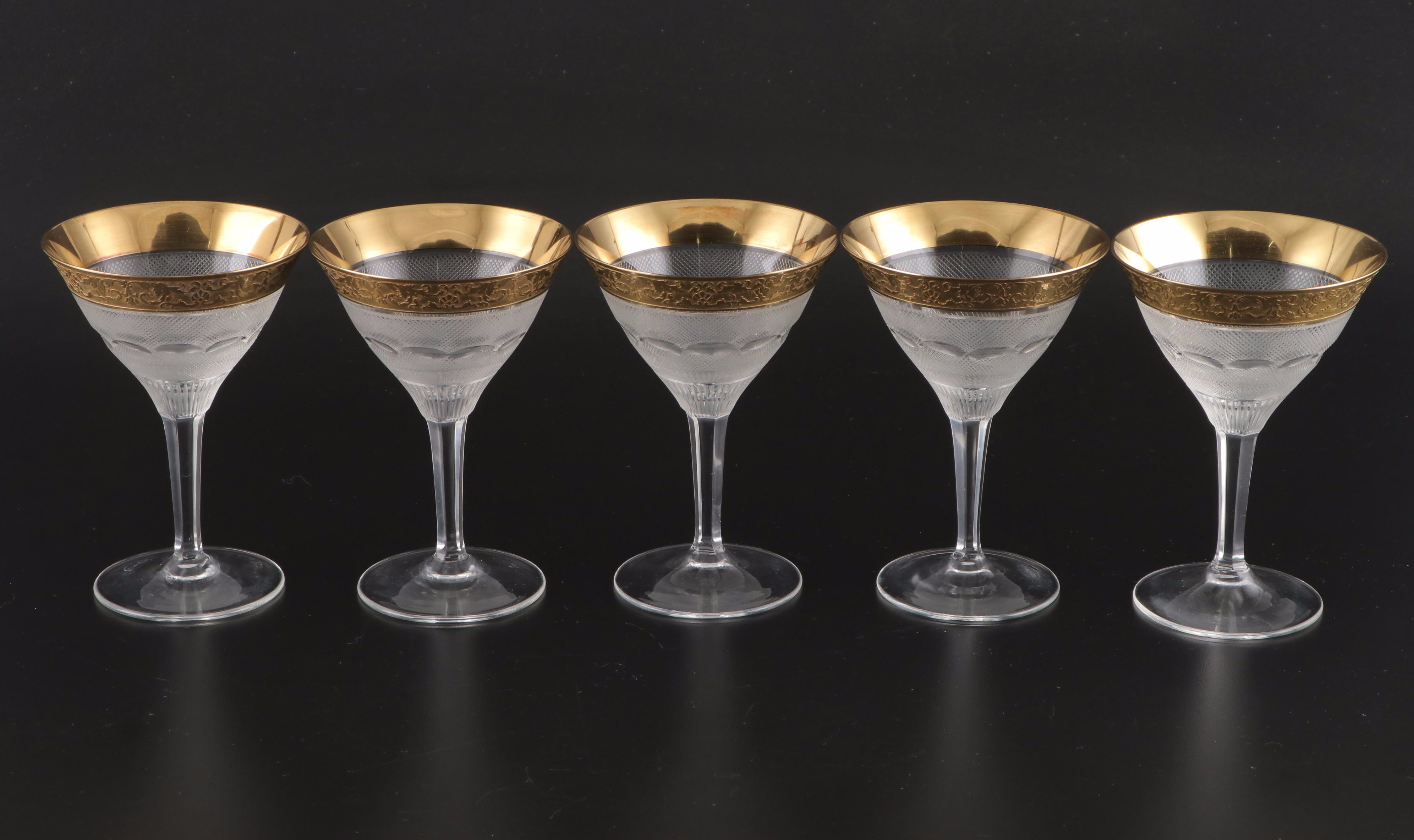 Moser "Splendid" 24K Gold and Crystal Martini Glasses