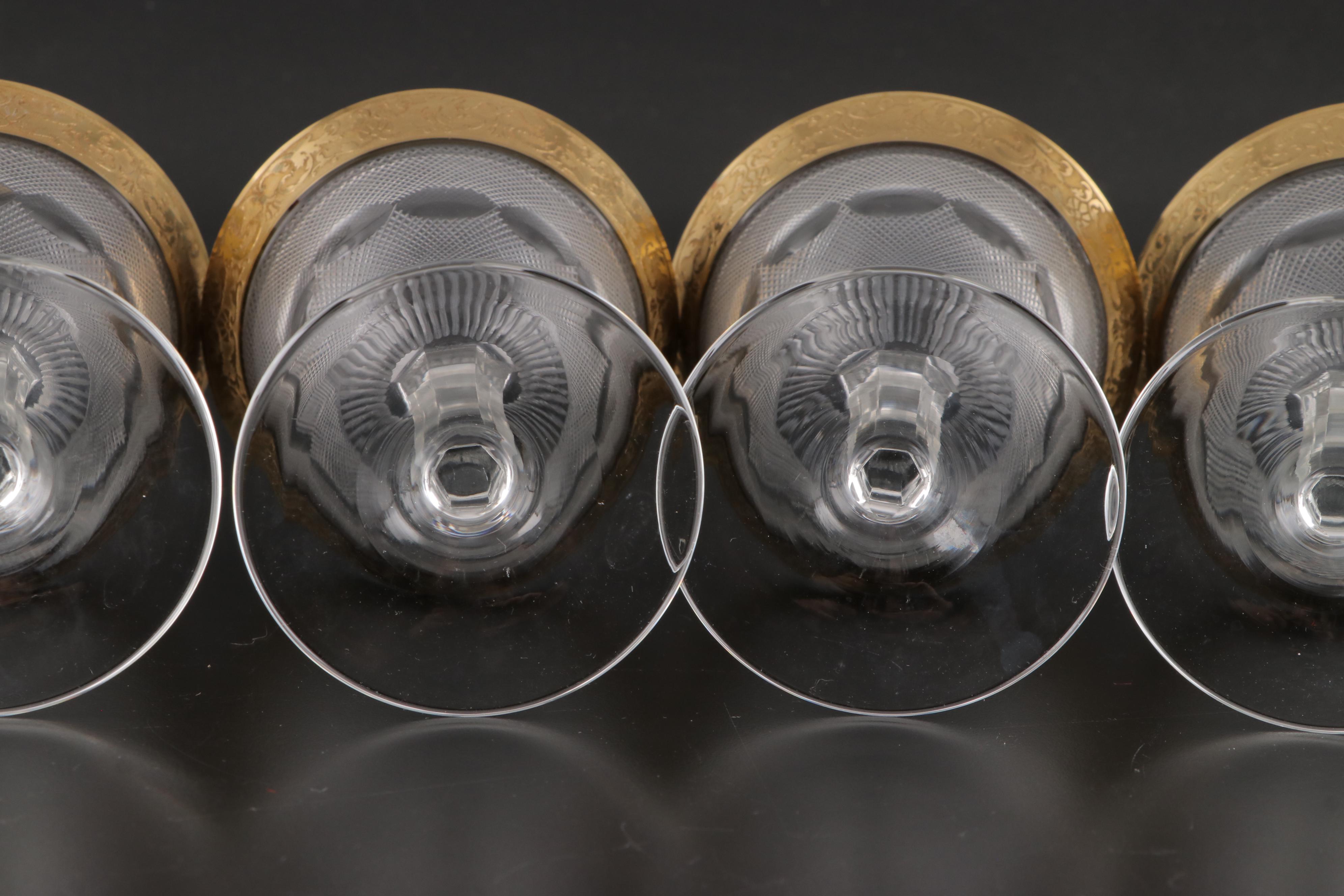 Moser "Splendid" 24K Gold and Crystal Martini Glasses