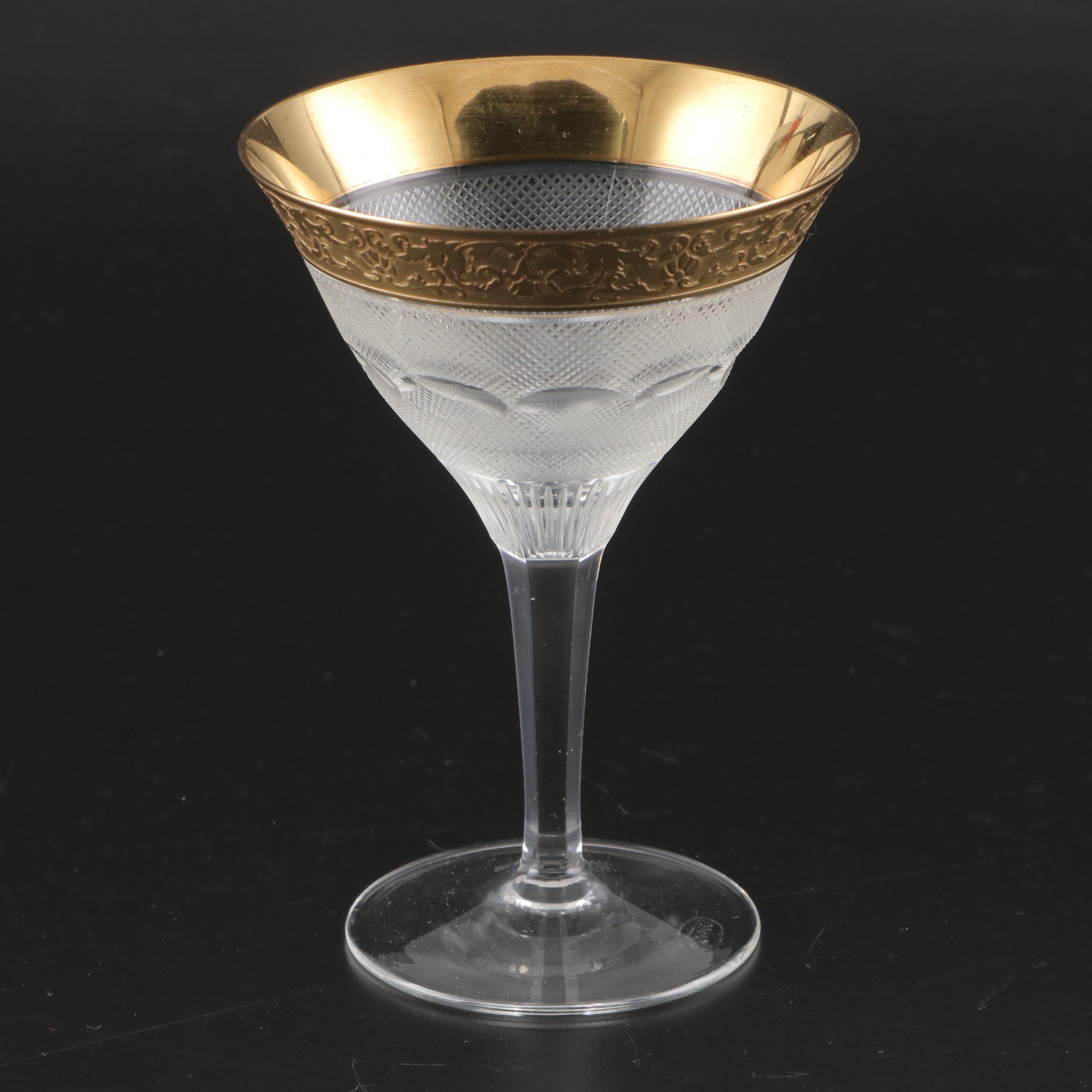Moser "Splendid" 24K Gold and Crystal Martini Glasses