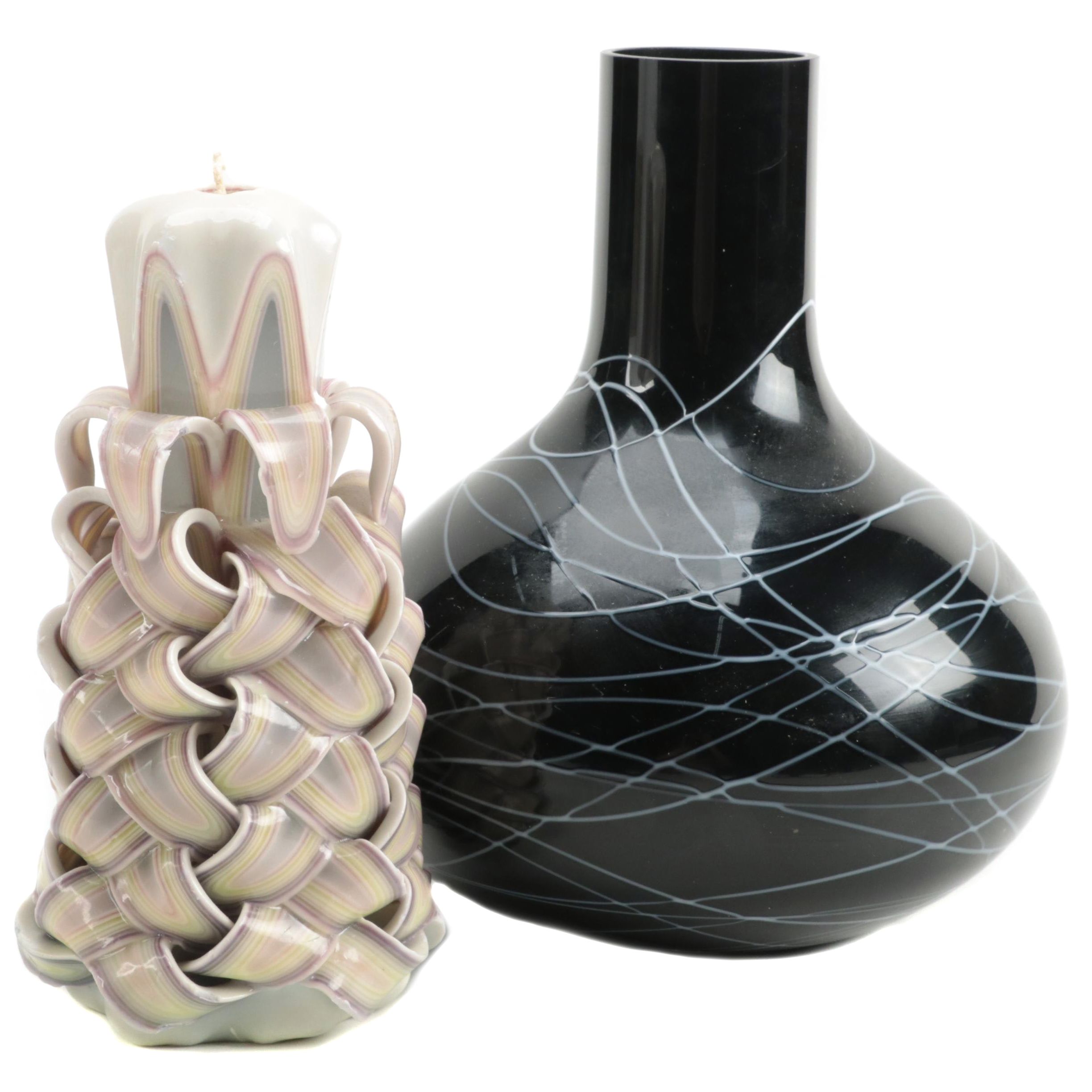 Handmade Art Candle and Home Trends Polish-Made Black Glass Vase