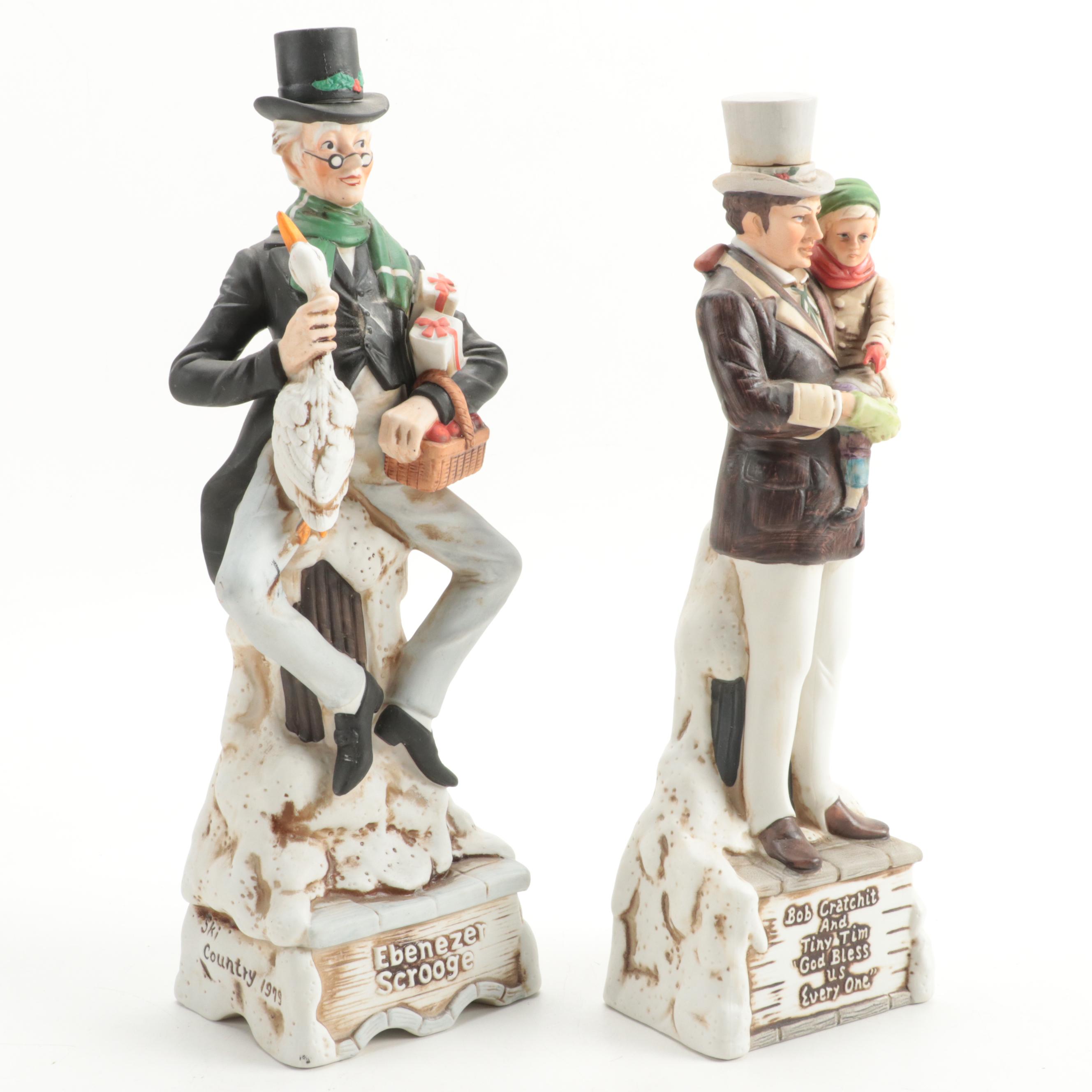 Sky Country Ebenezer Scrooge and Bob Crachit Ceramic Whiskey Decanters