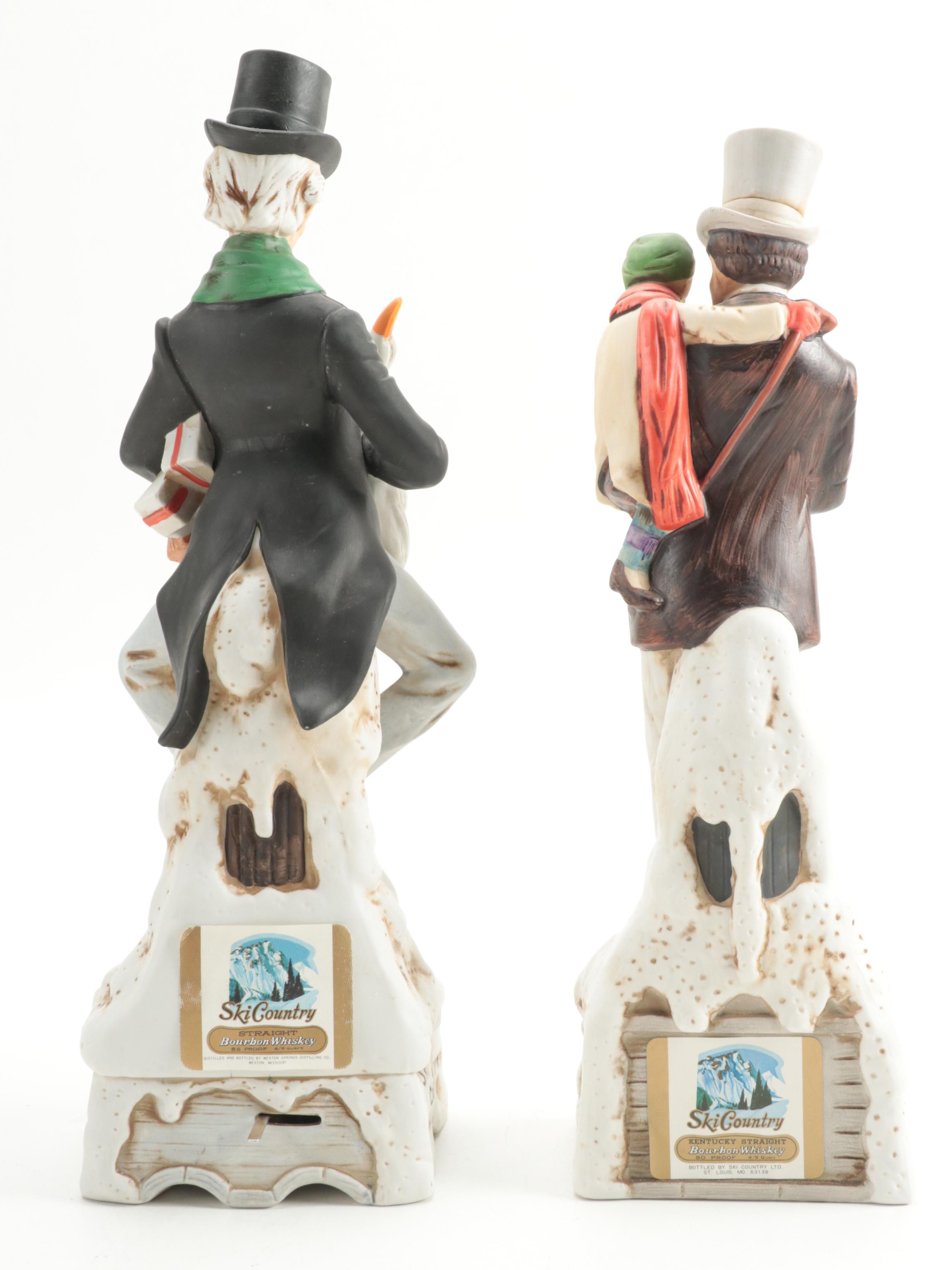 Sky Country Ebenezer Scrooge and Bob Crachit Ceramic Whiskey Decanters