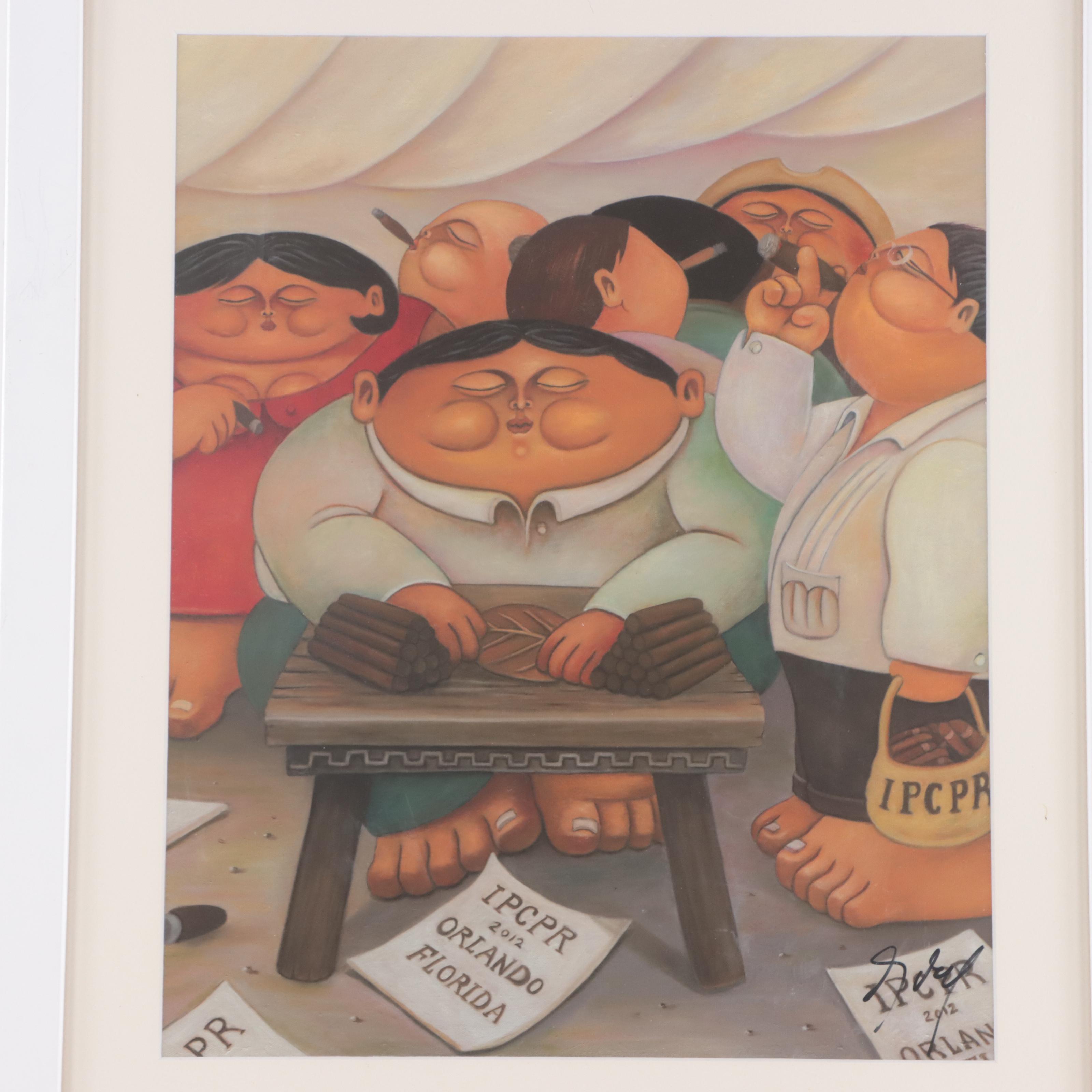 Alberto Godoy Giclée of People Smoking Cigars
