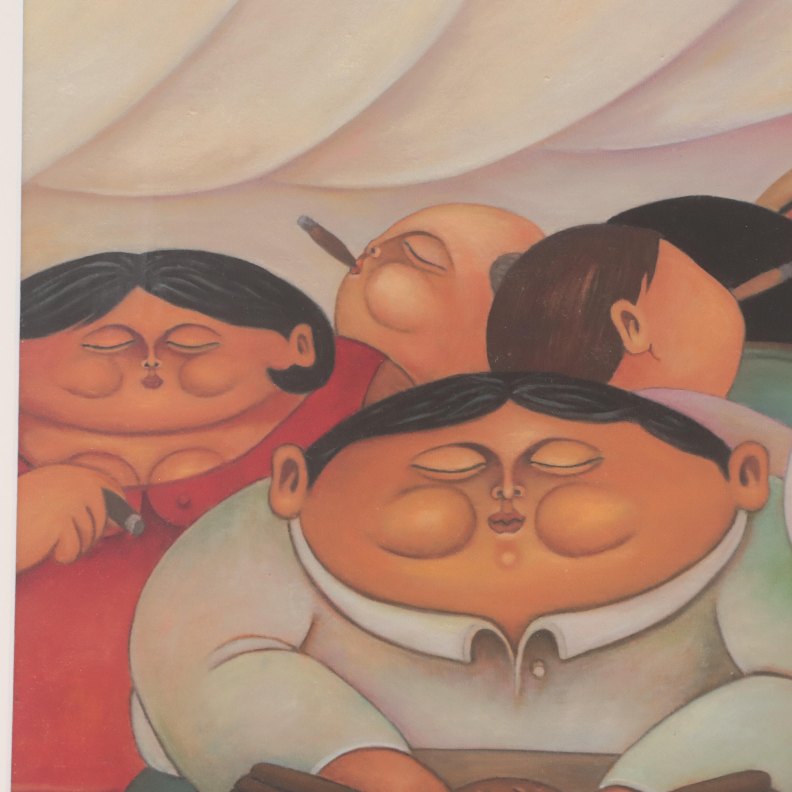 Alberto Godoy Giclée of People Smoking Cigars