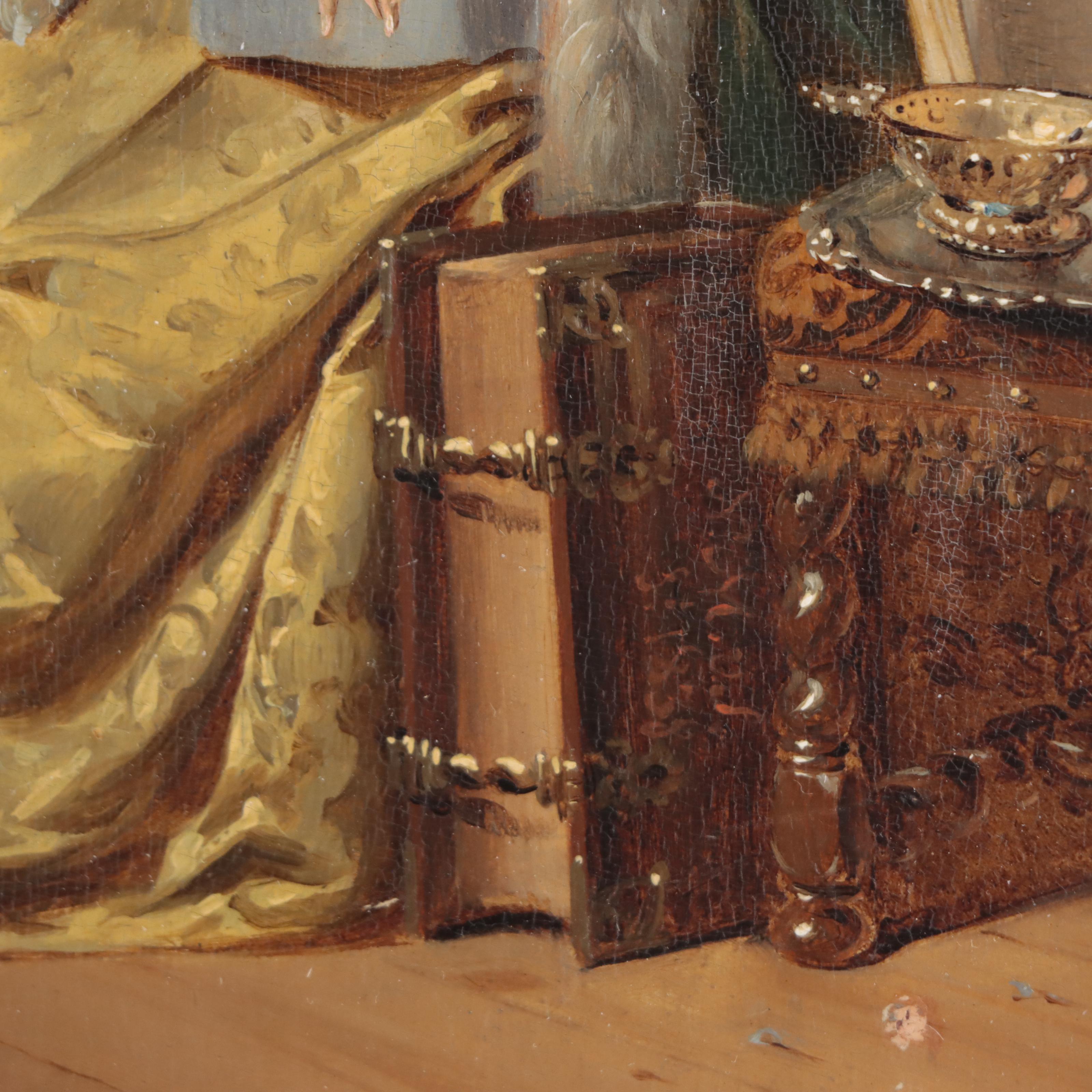 Attributed to Nicolaus Montauban van Swijndregt Dutch Genre Scene Oil Painting