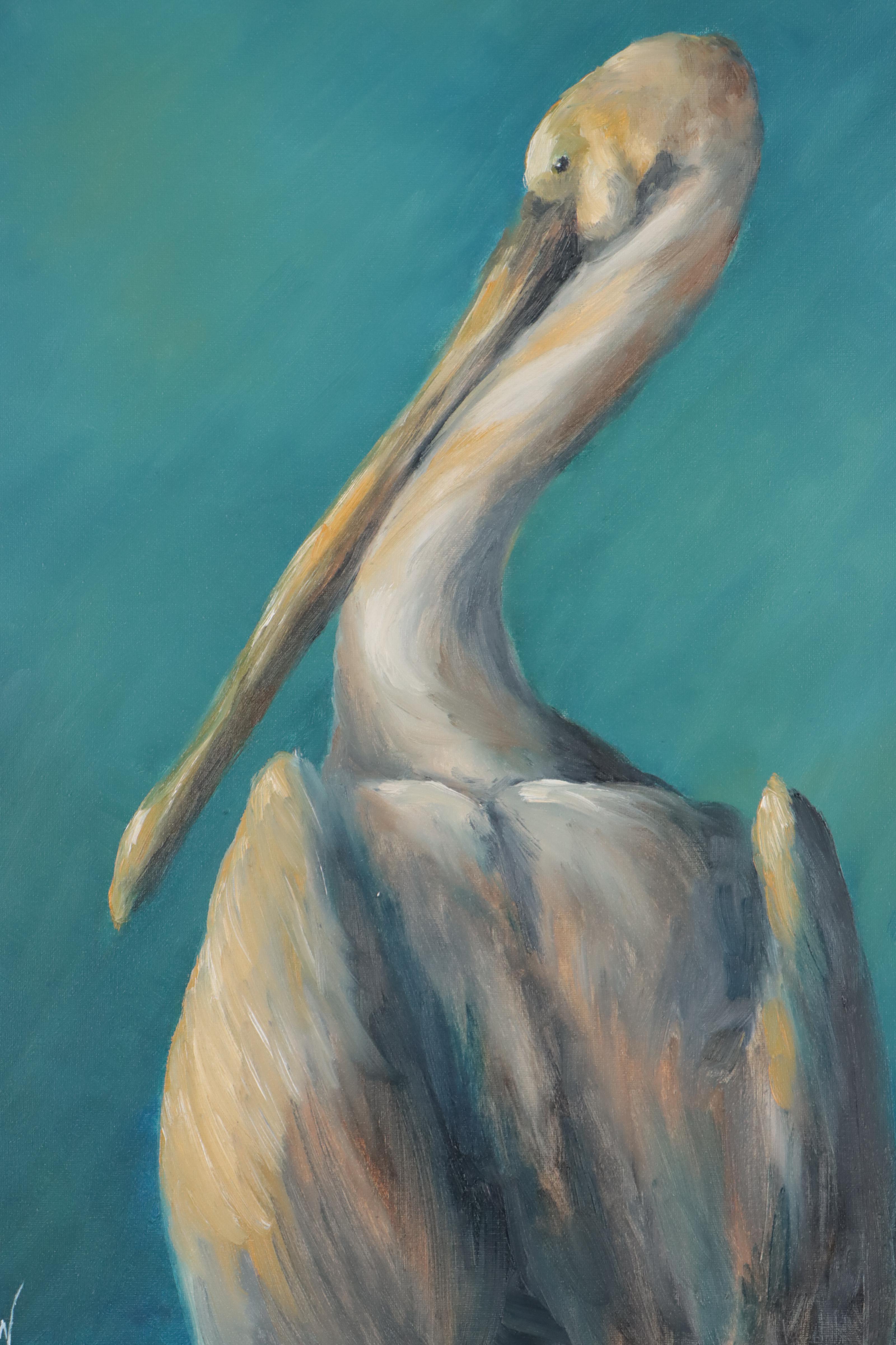 Russell A. Weatherford Oil Painting of Pelican