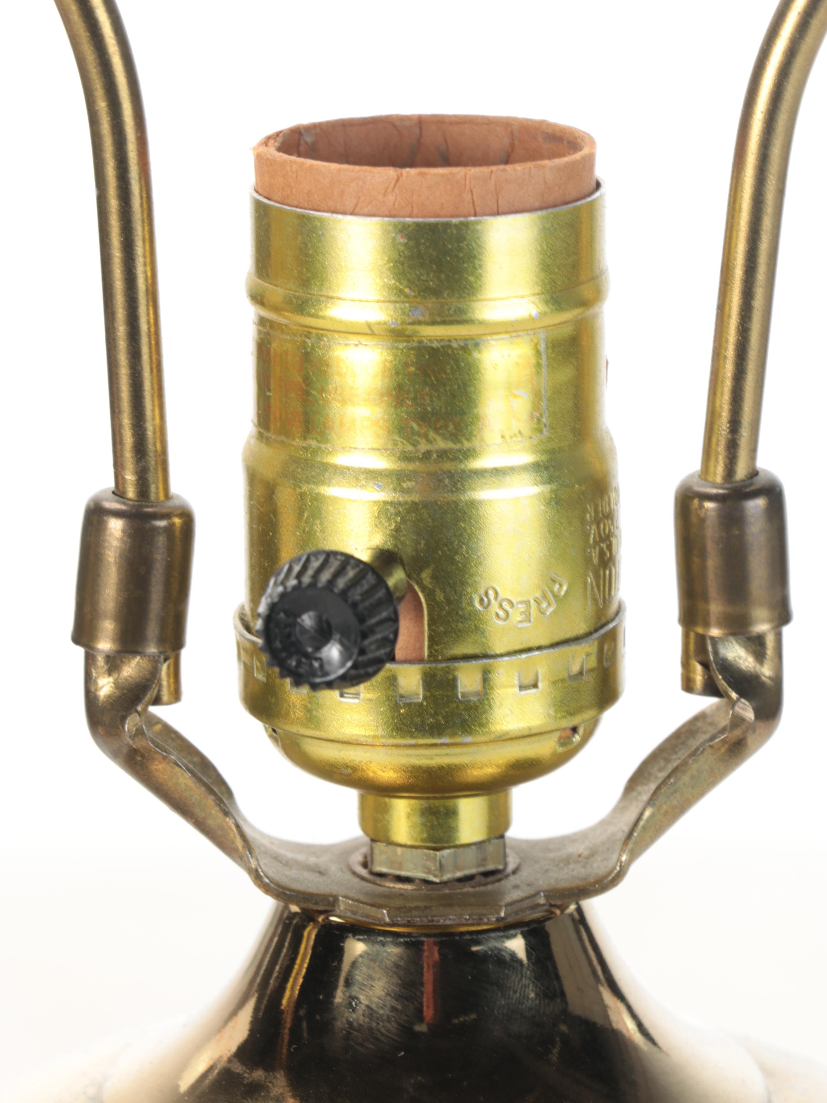 Pressed Glass and Brass Cylinder Table Lamps, Late 20th Century