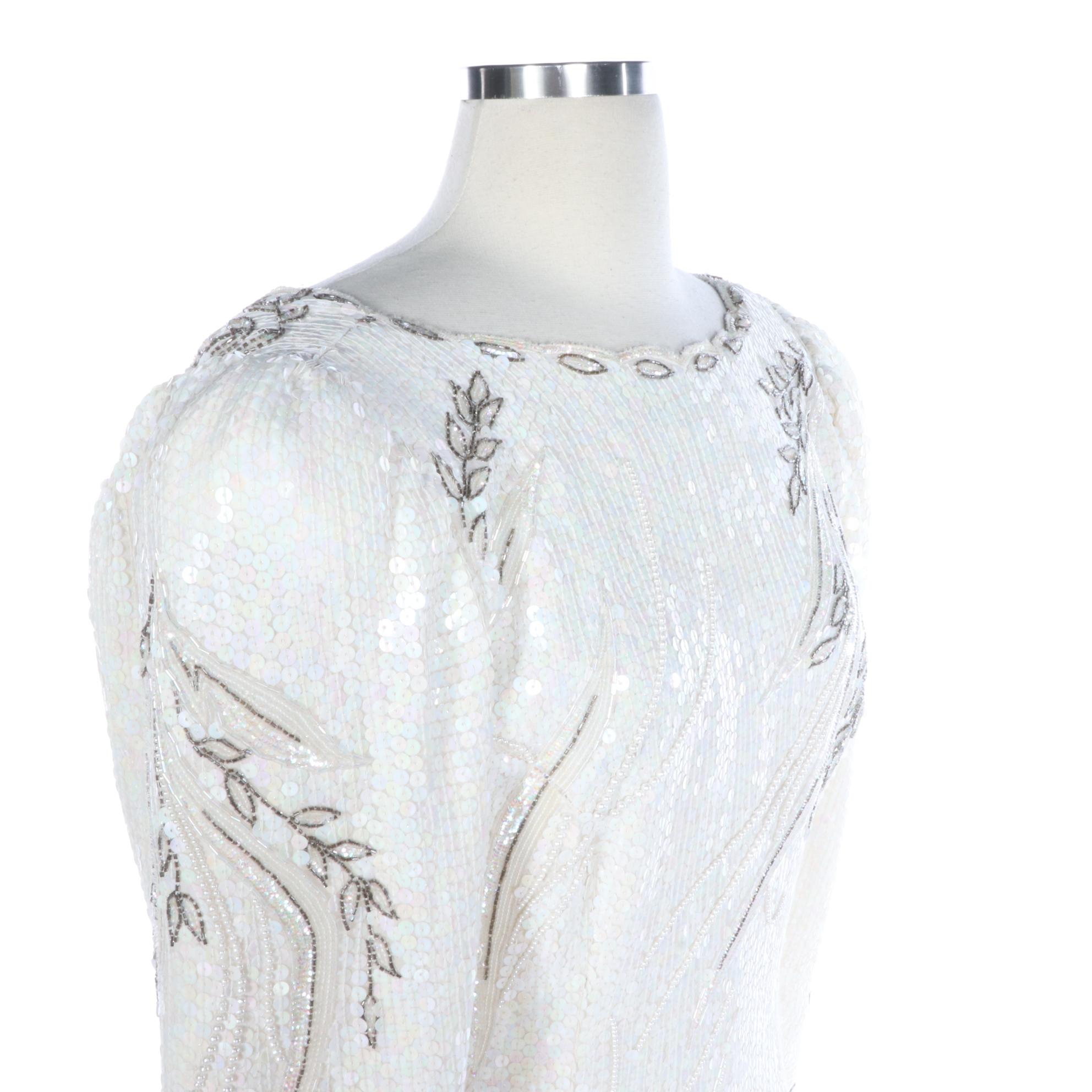 Ritché Couture Originale Formal Sequin Dress With Puffed Long Sleeves