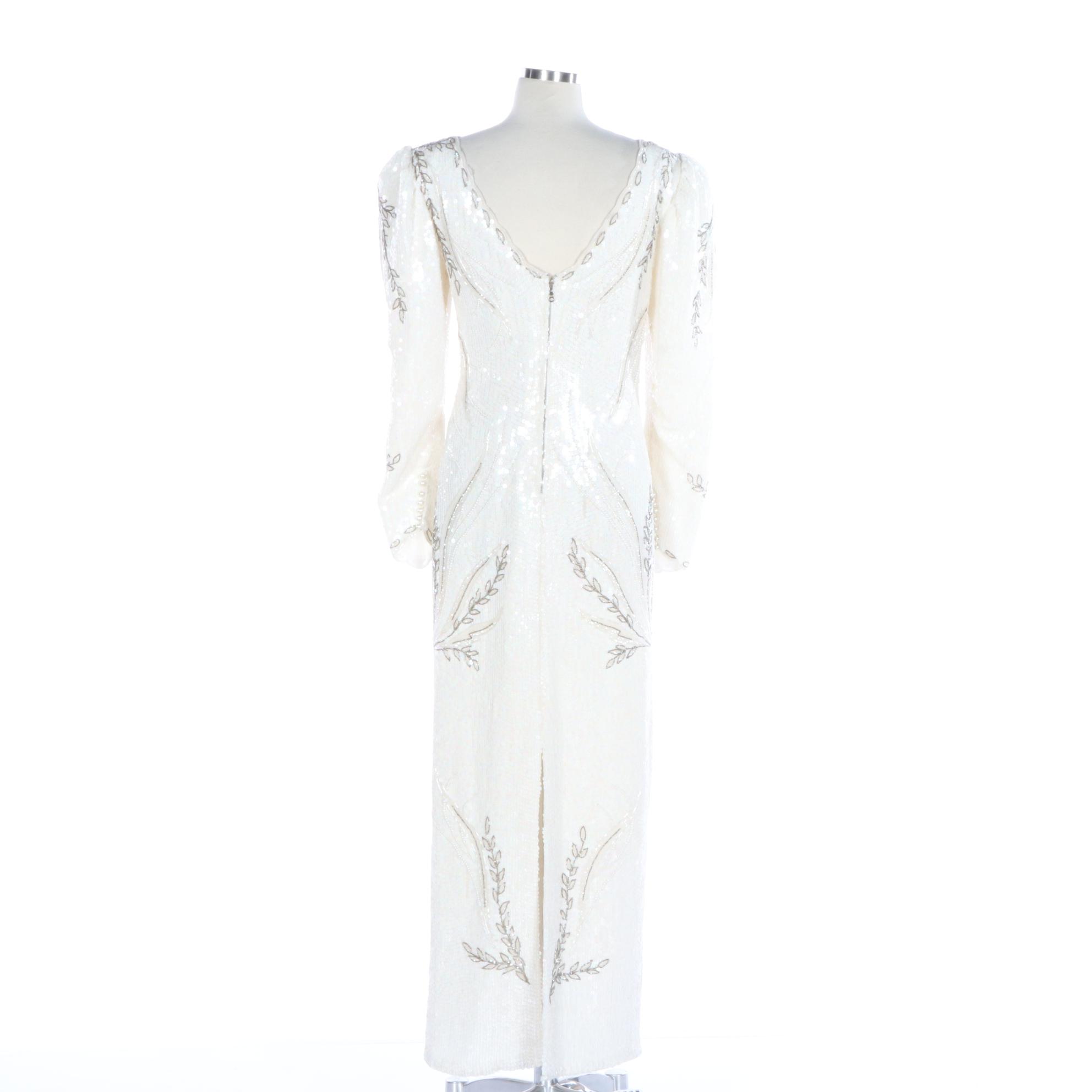 Ritché Couture Originale Formal Sequin Dress With Puffed Long Sleeves