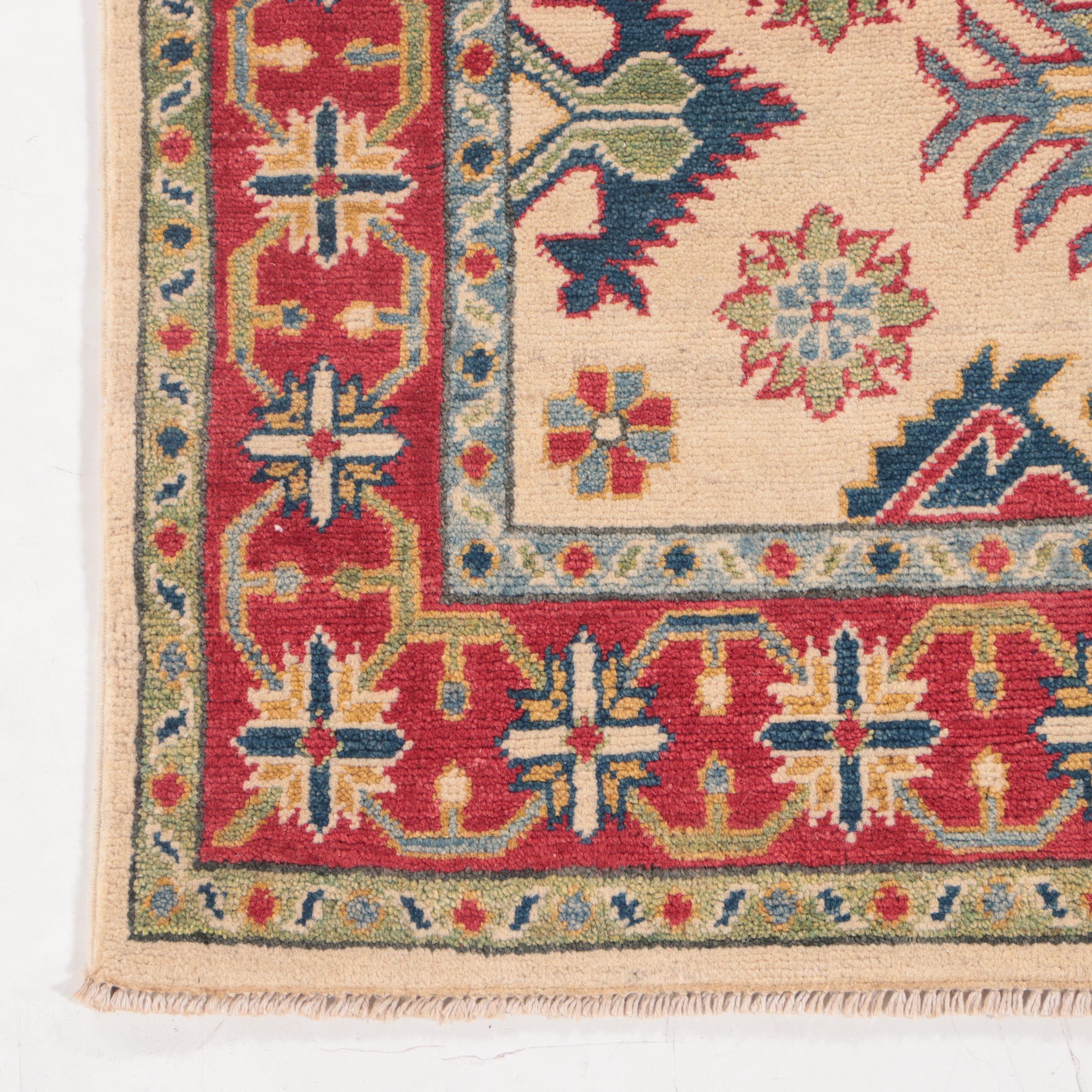 4' x 6'1 Hand-Knotted Pakistani Kazak-Style Area Rug